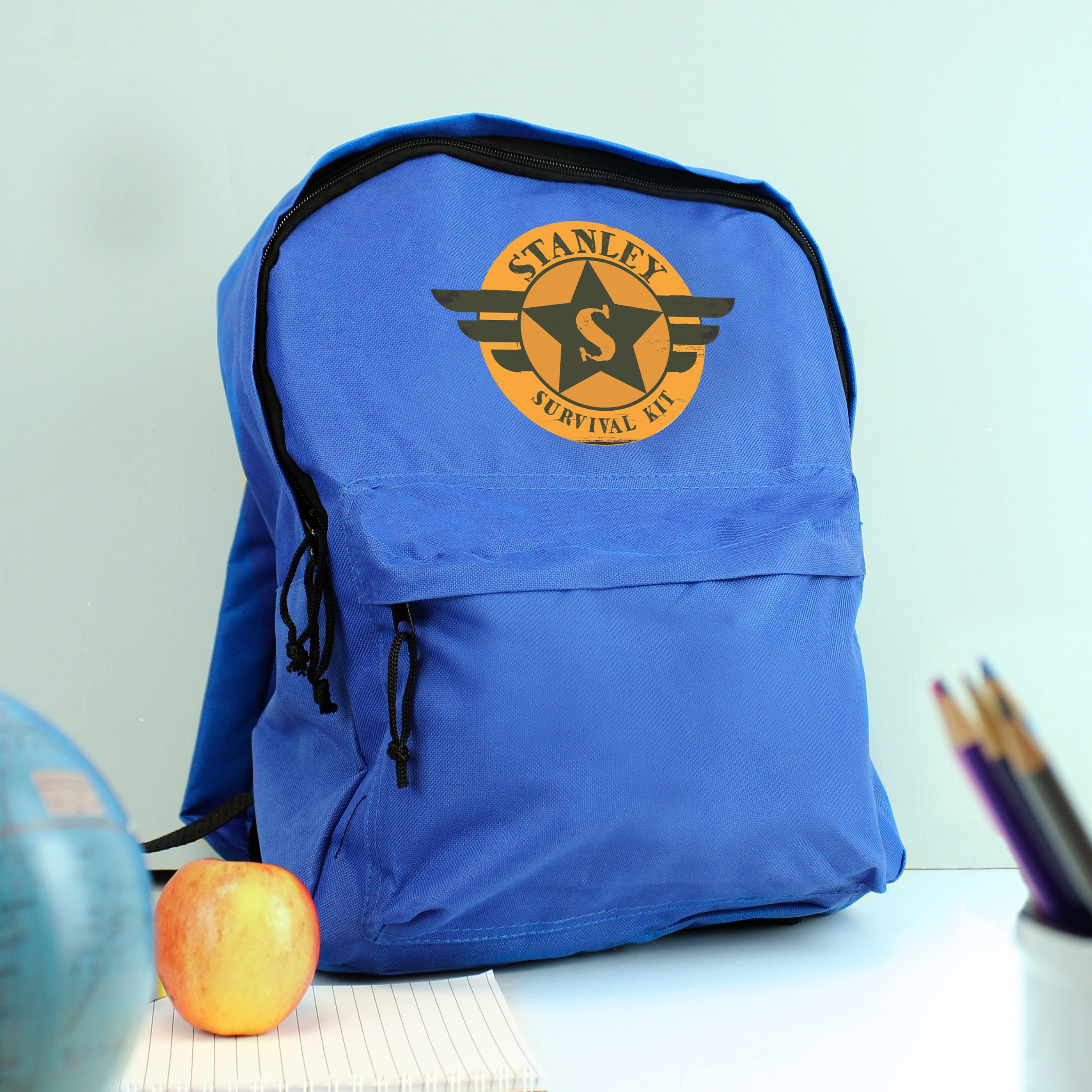 Personalised Badge Blue Backpack