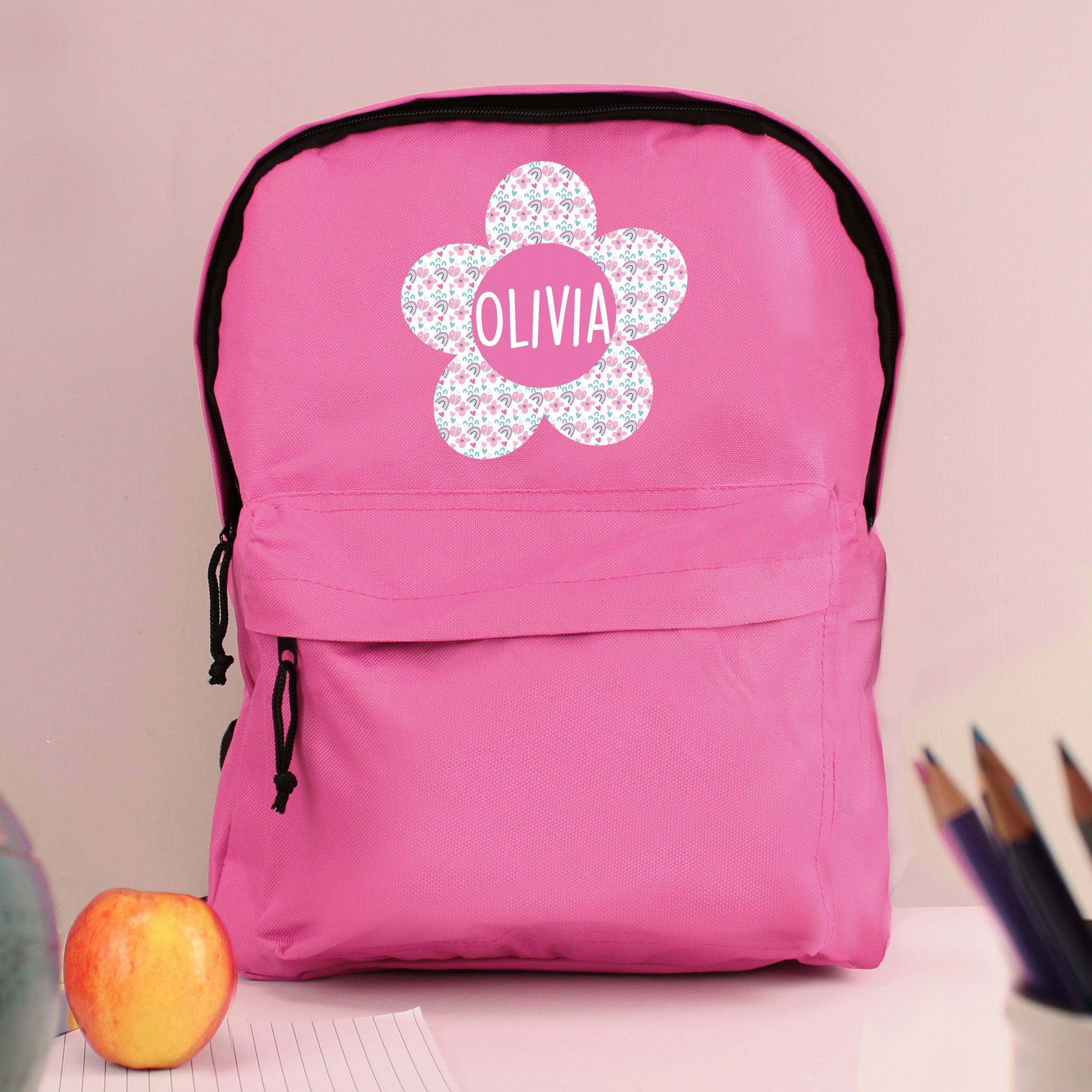 Personalised Flower Pink Backpack