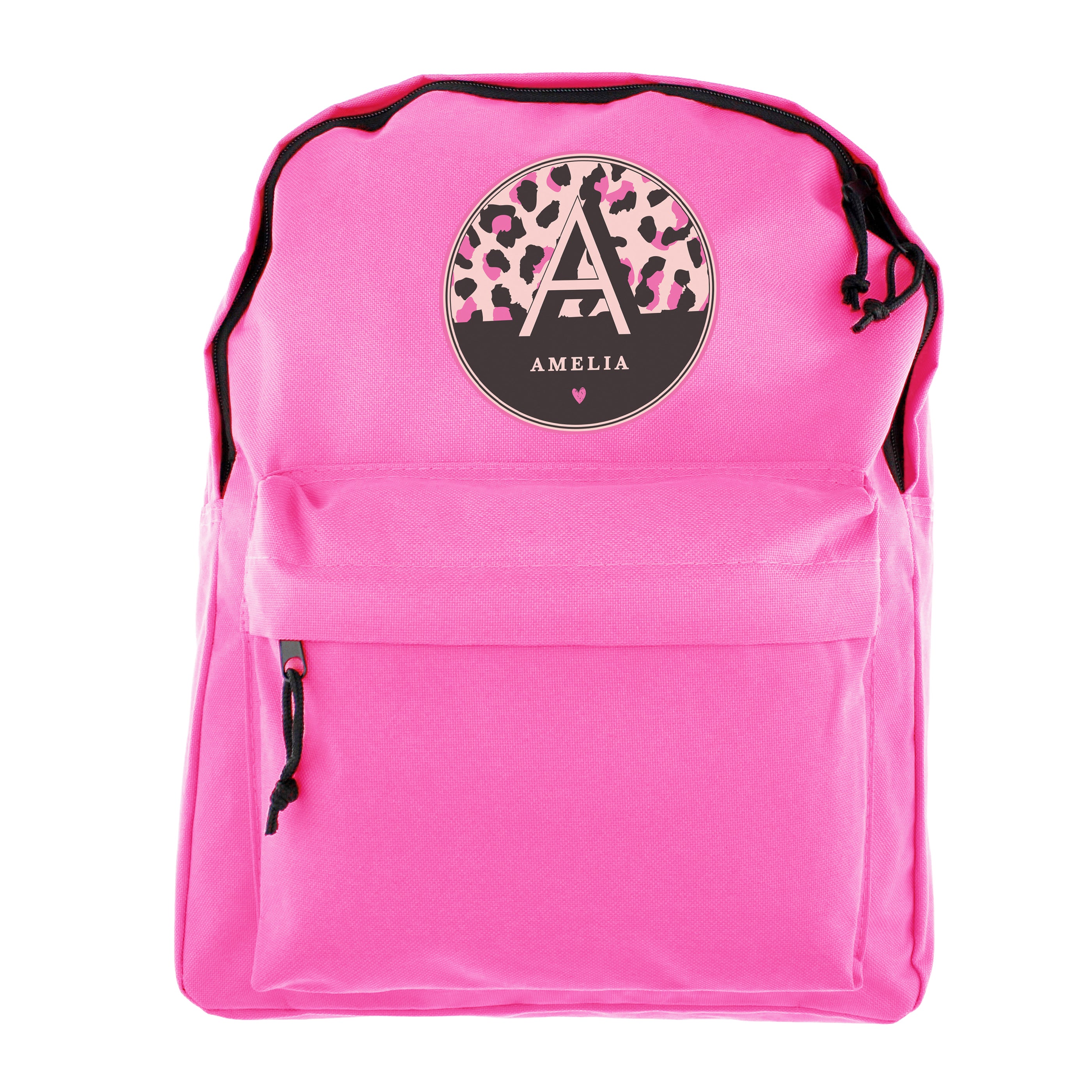 Personalised Leopard Print Pink Backpack