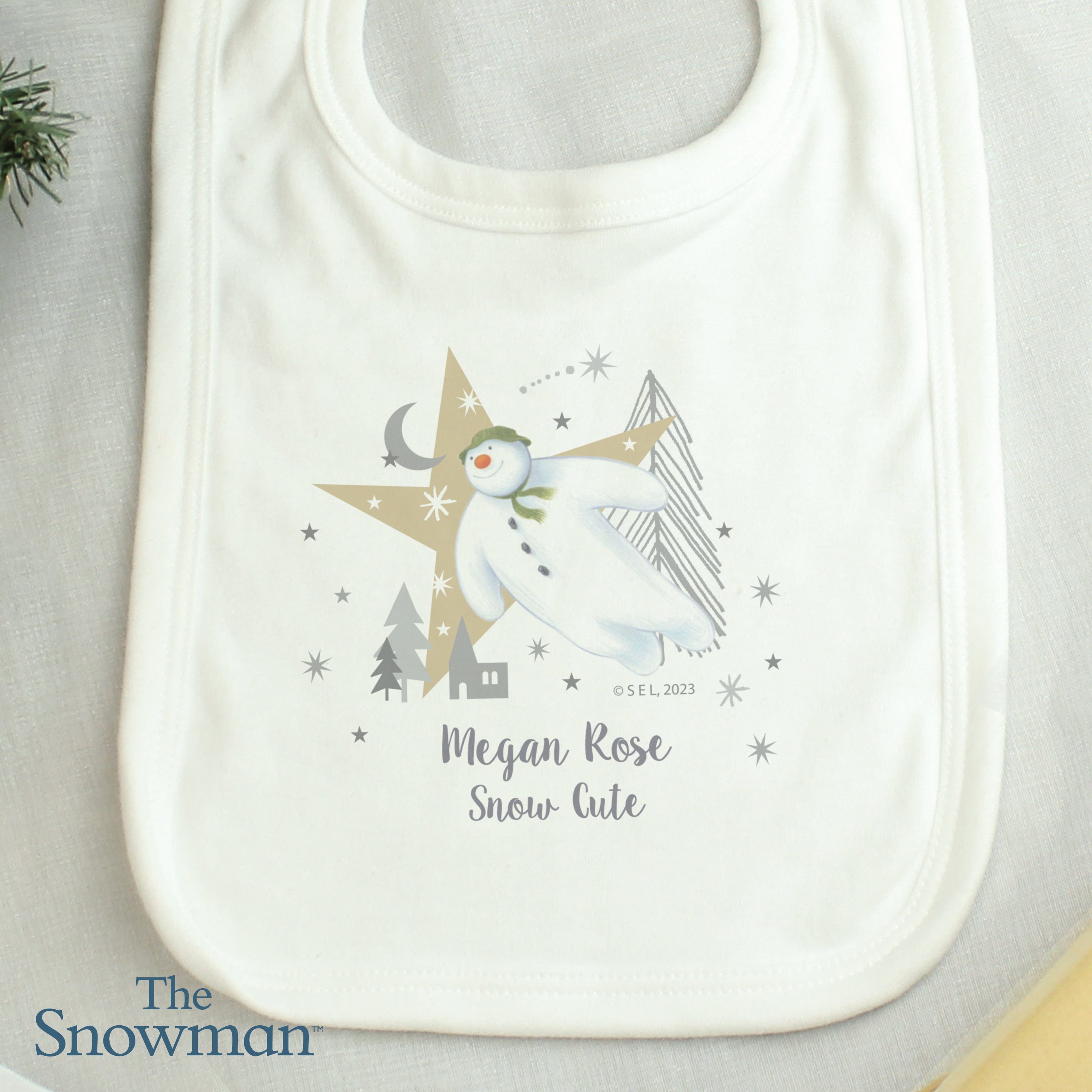 Personalised The Snowman Magical Adventure Bib