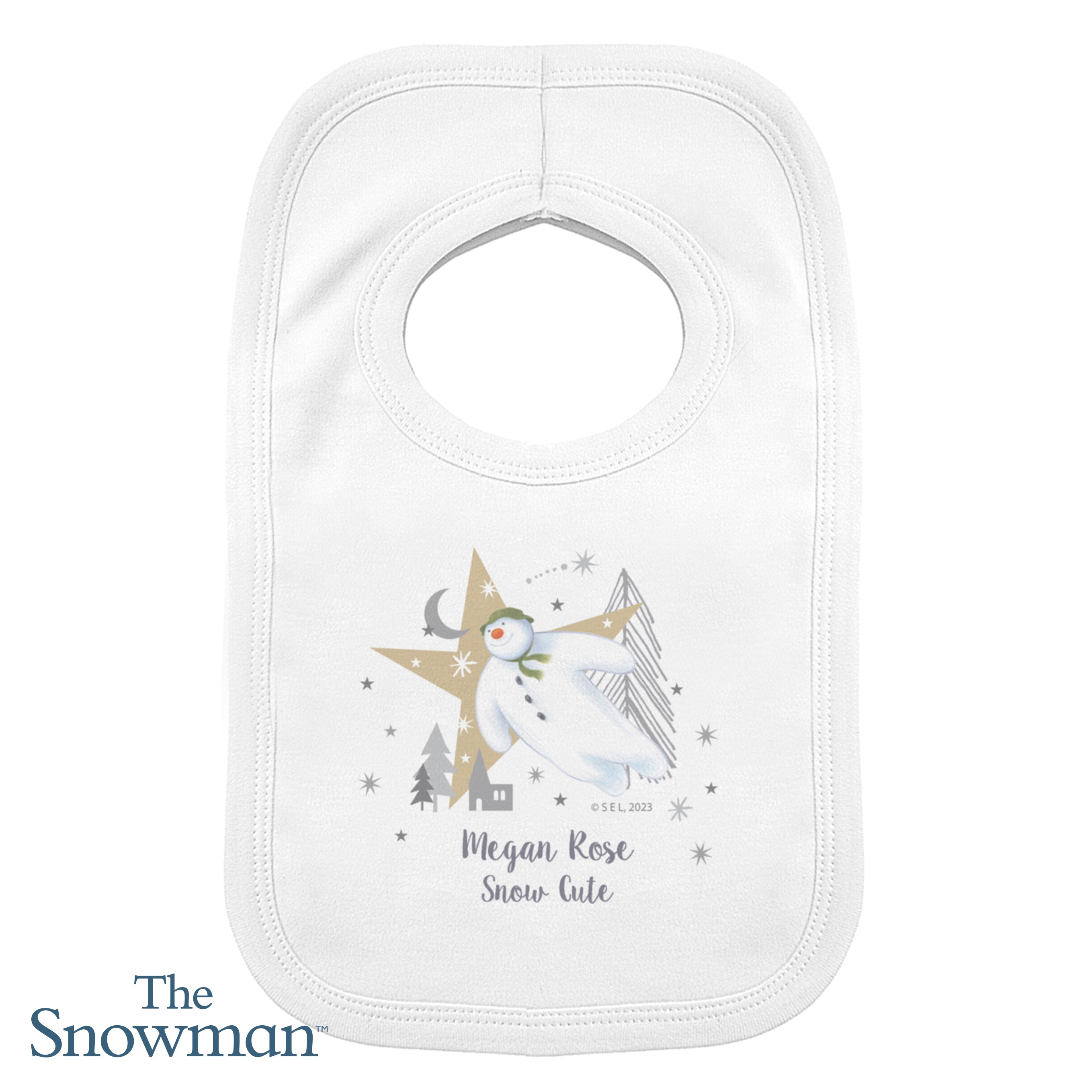 Personalised The Snowman Magical Adventure Bib