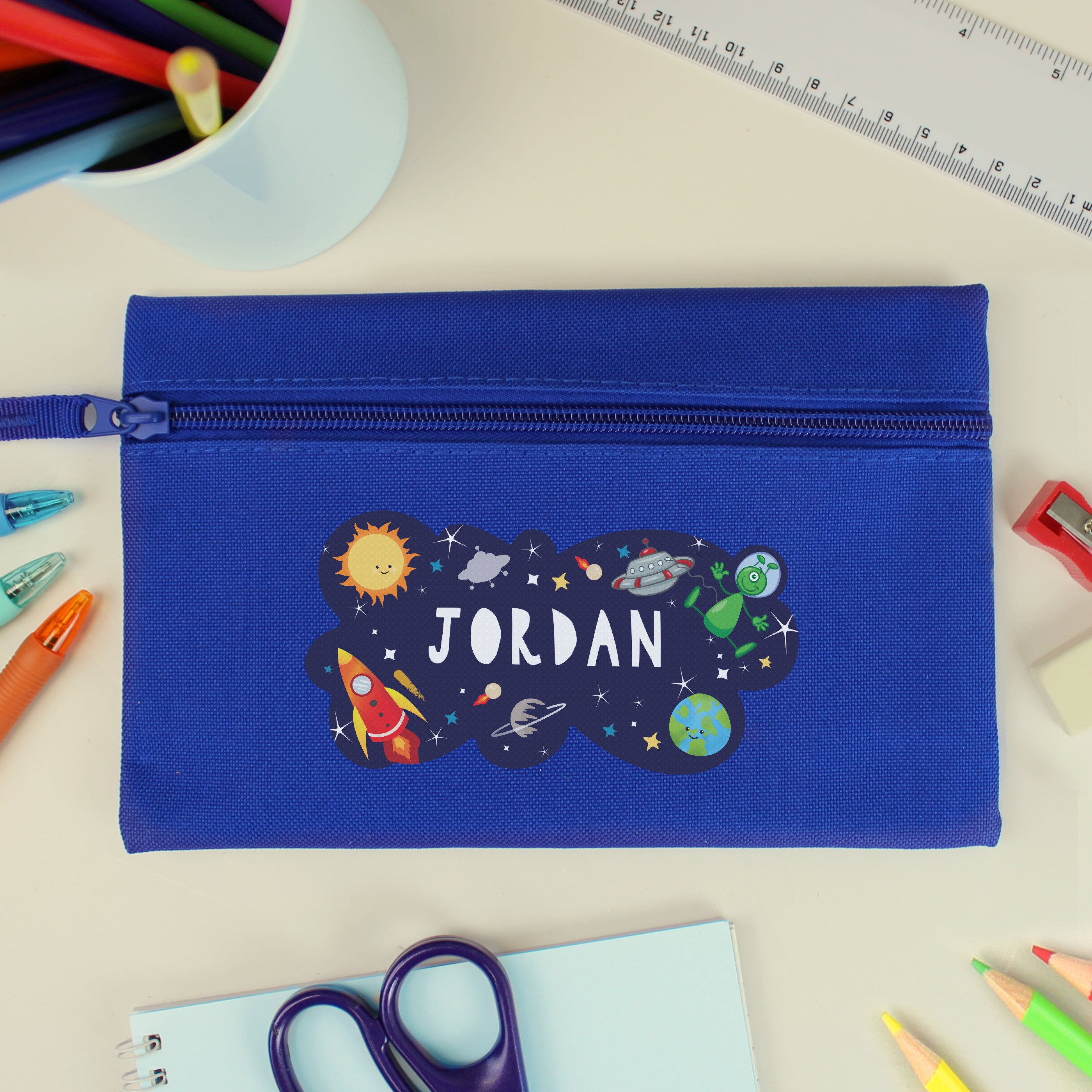 Personalised Space Blue Pencil Case