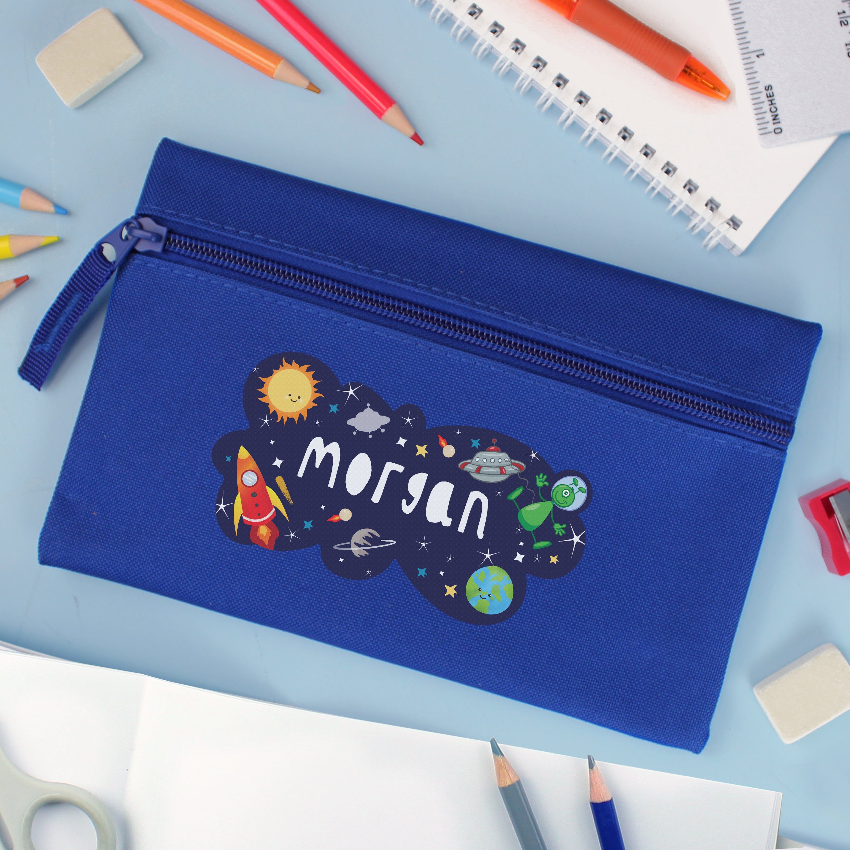 Personalised Space Blue Pencil Case