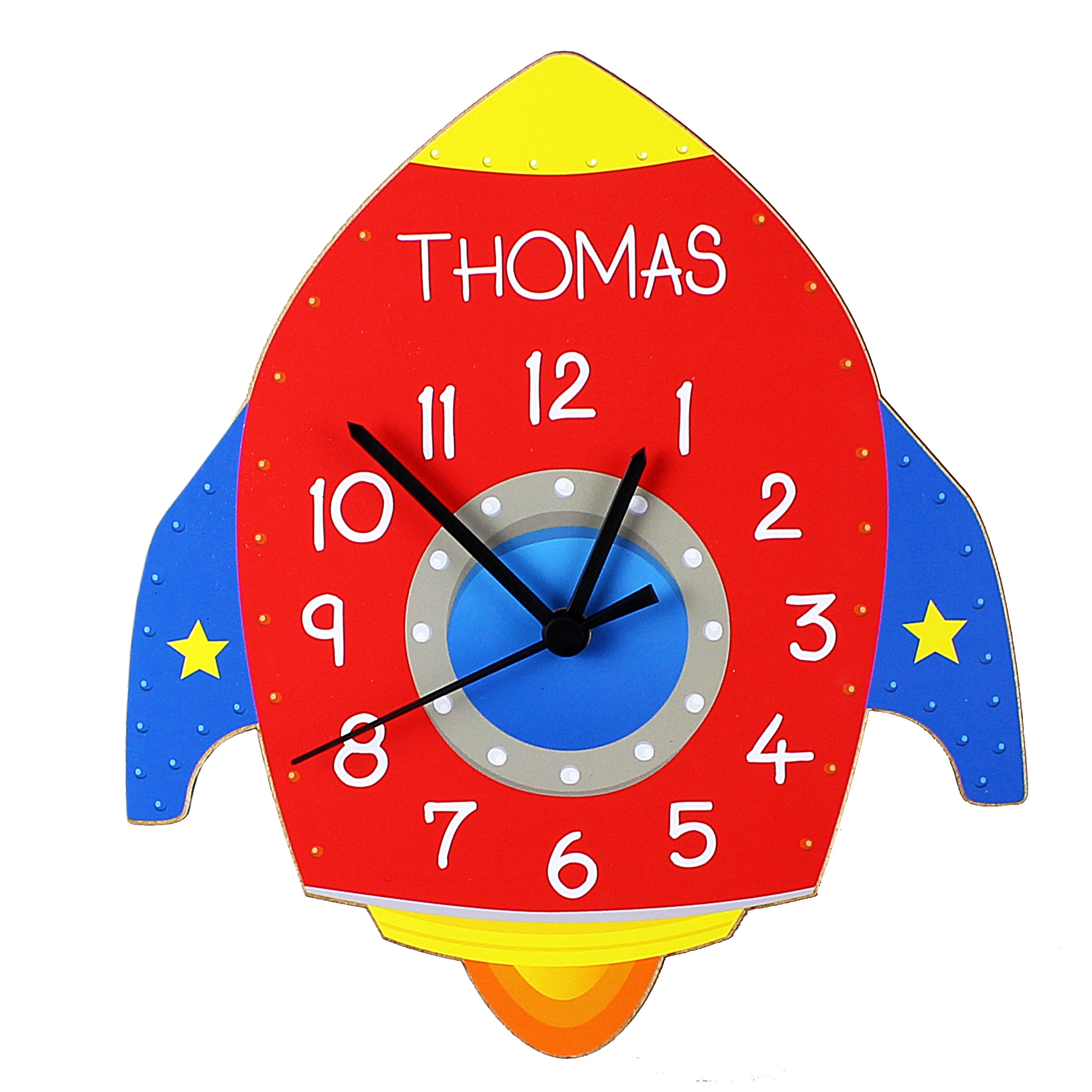 Personalised Space Rocket Shape Wooden Clock