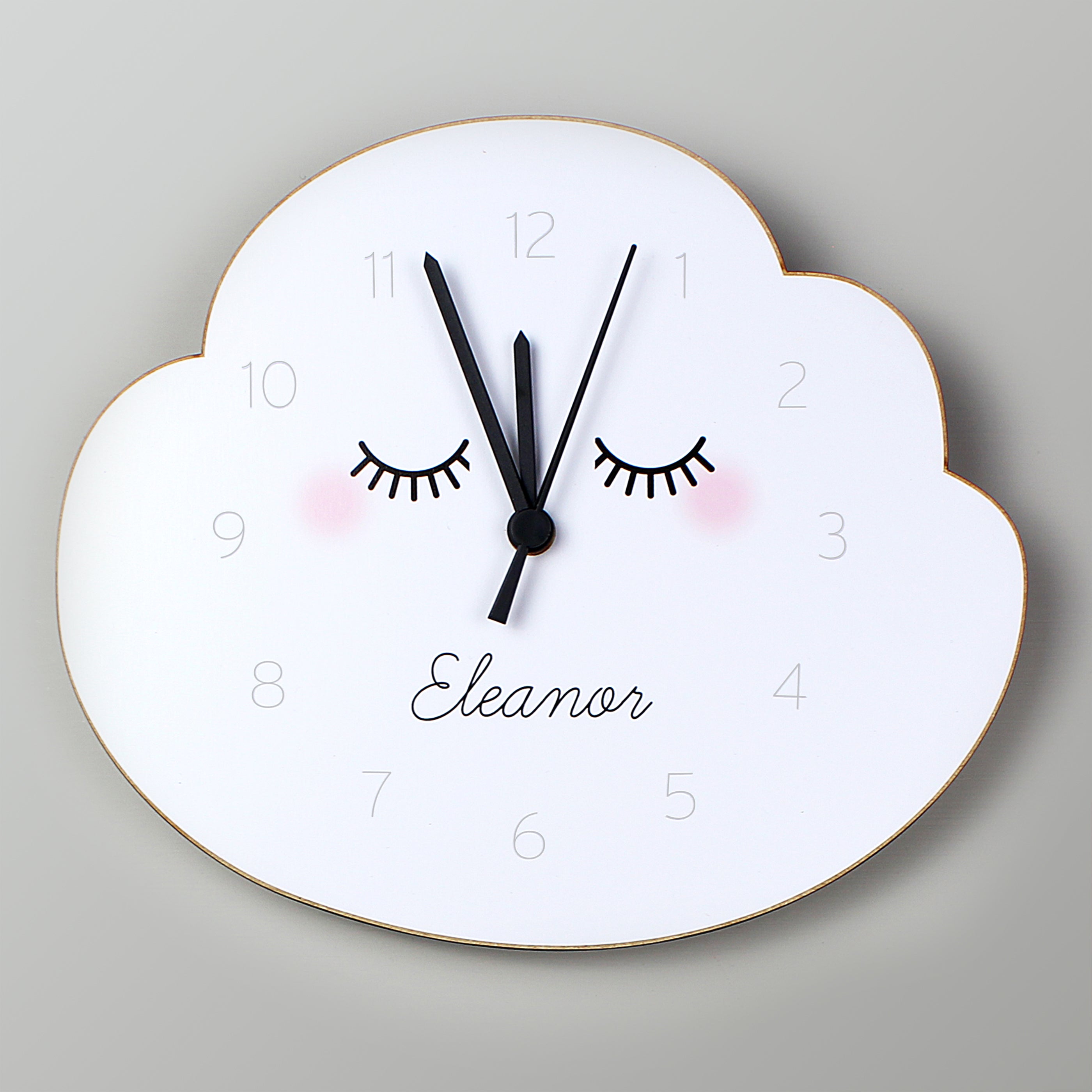 Personalised Eyelash Cloud Shape Wooden Clock