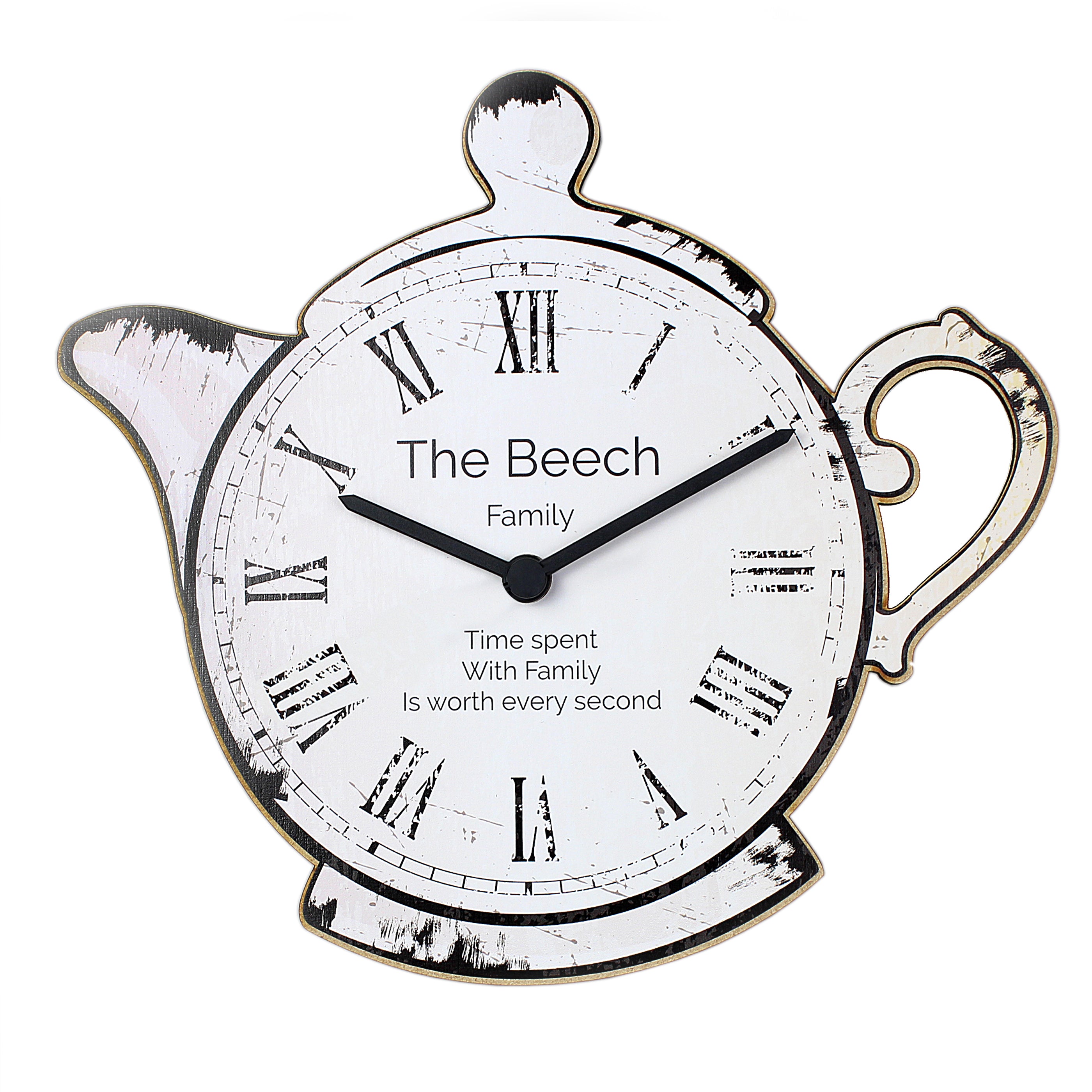 Personalised Teapot Shape Wooden Clock