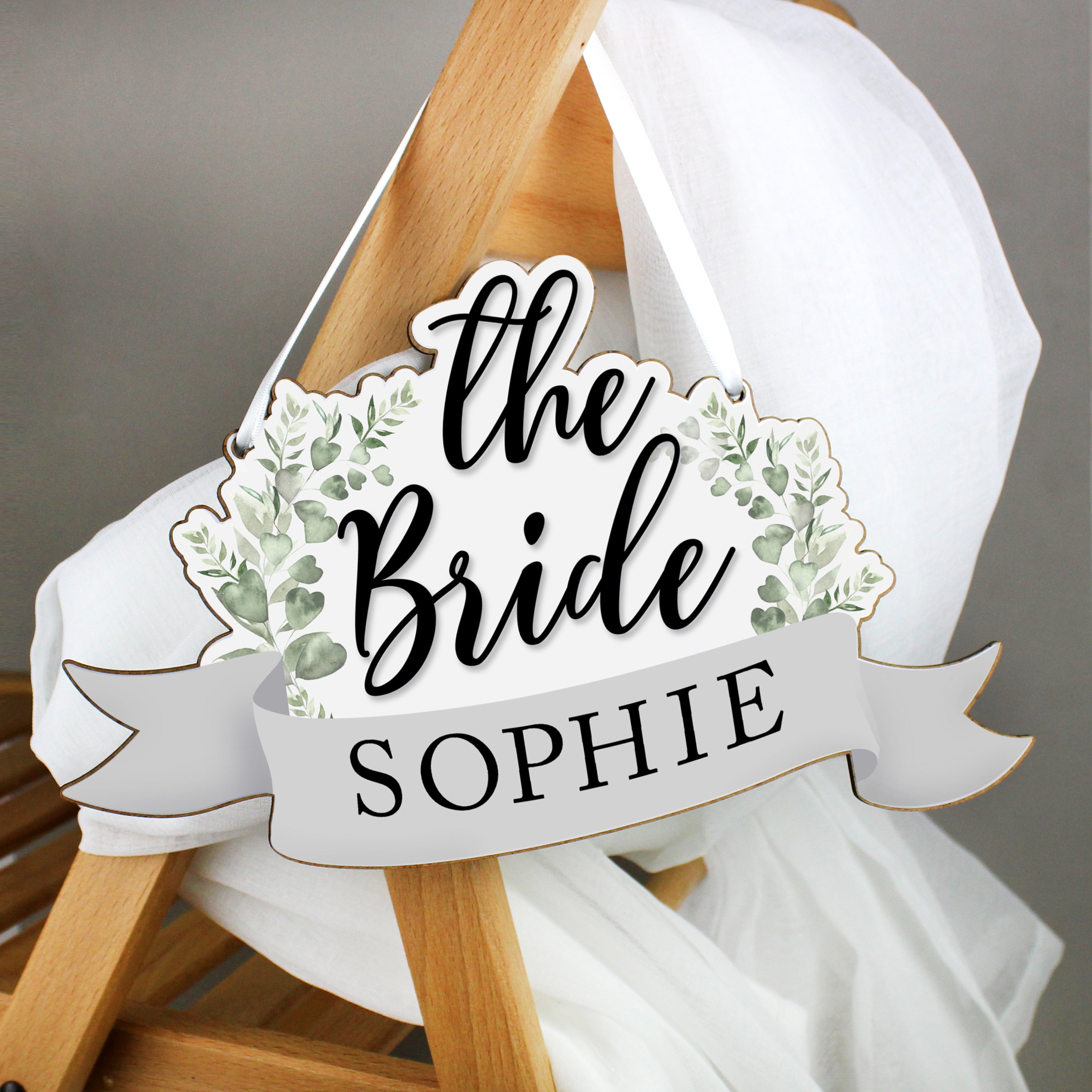 Personalised The Bride Wooden Hanging Decoration