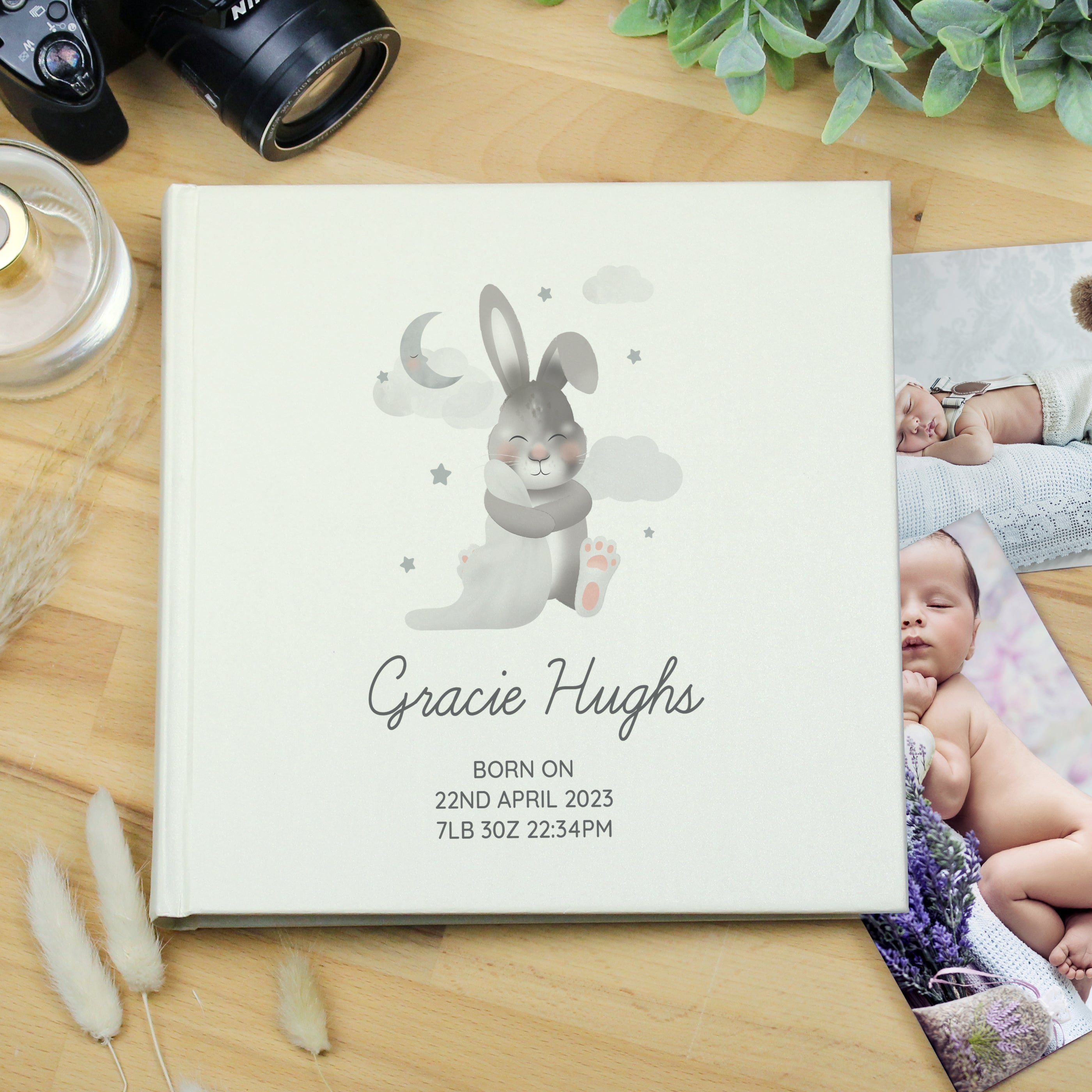 Personalised Baby Bunny Square Photo Album