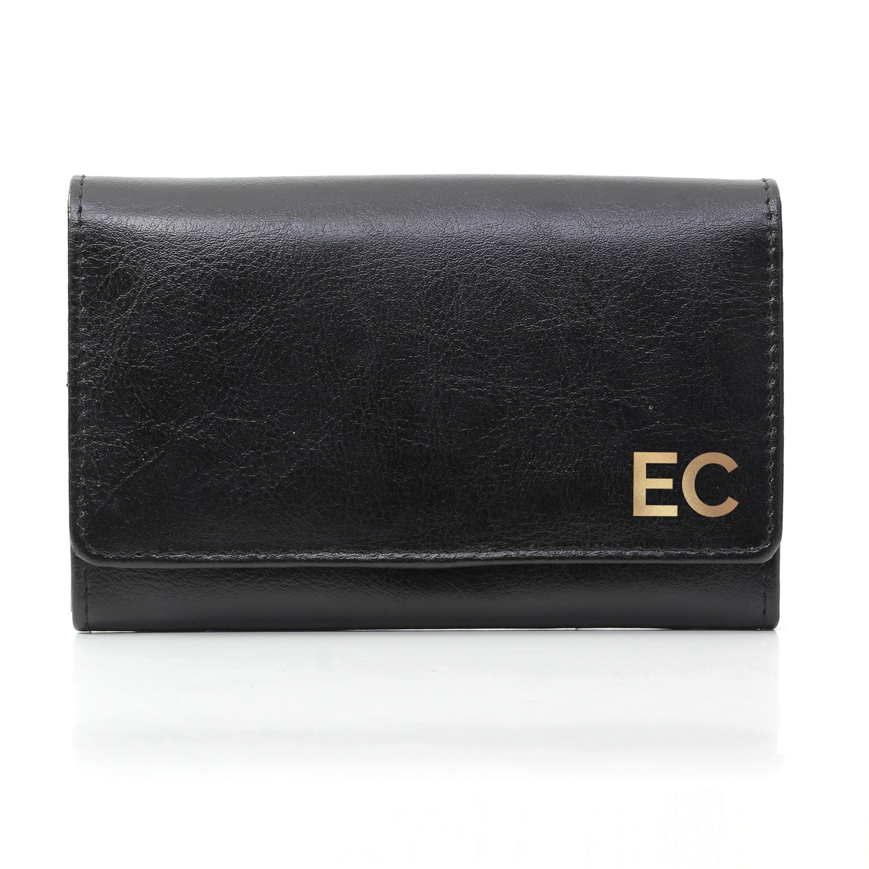 Personalised Gold Initials Black Purse