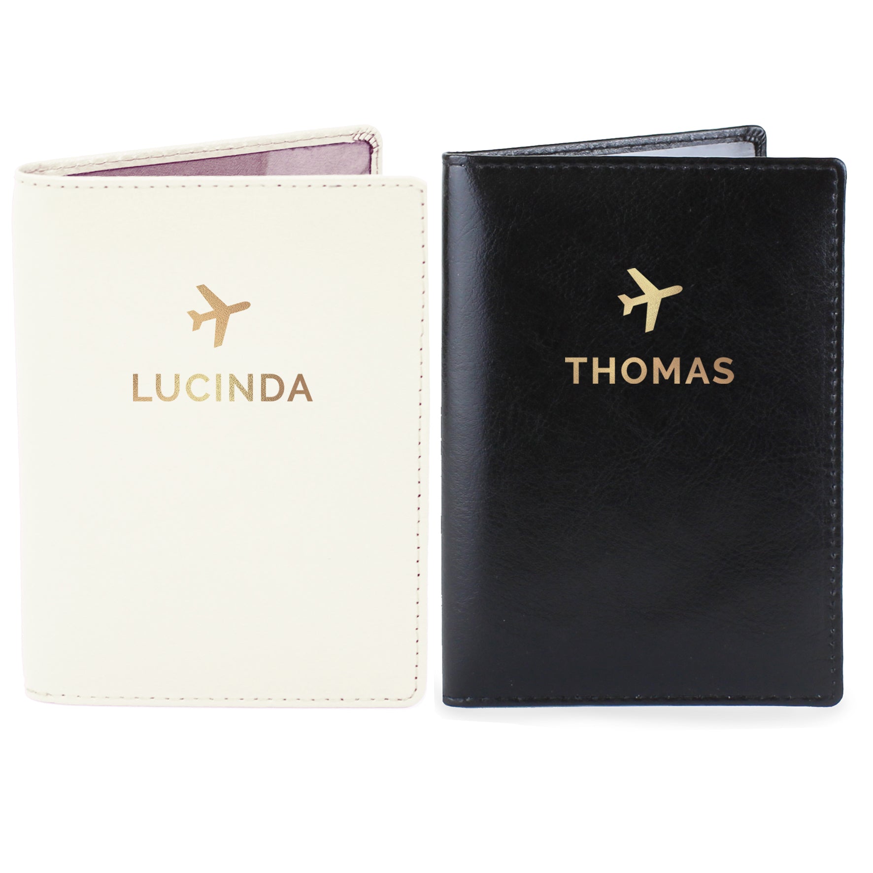 Personalised Gold Name Passport Holders Set