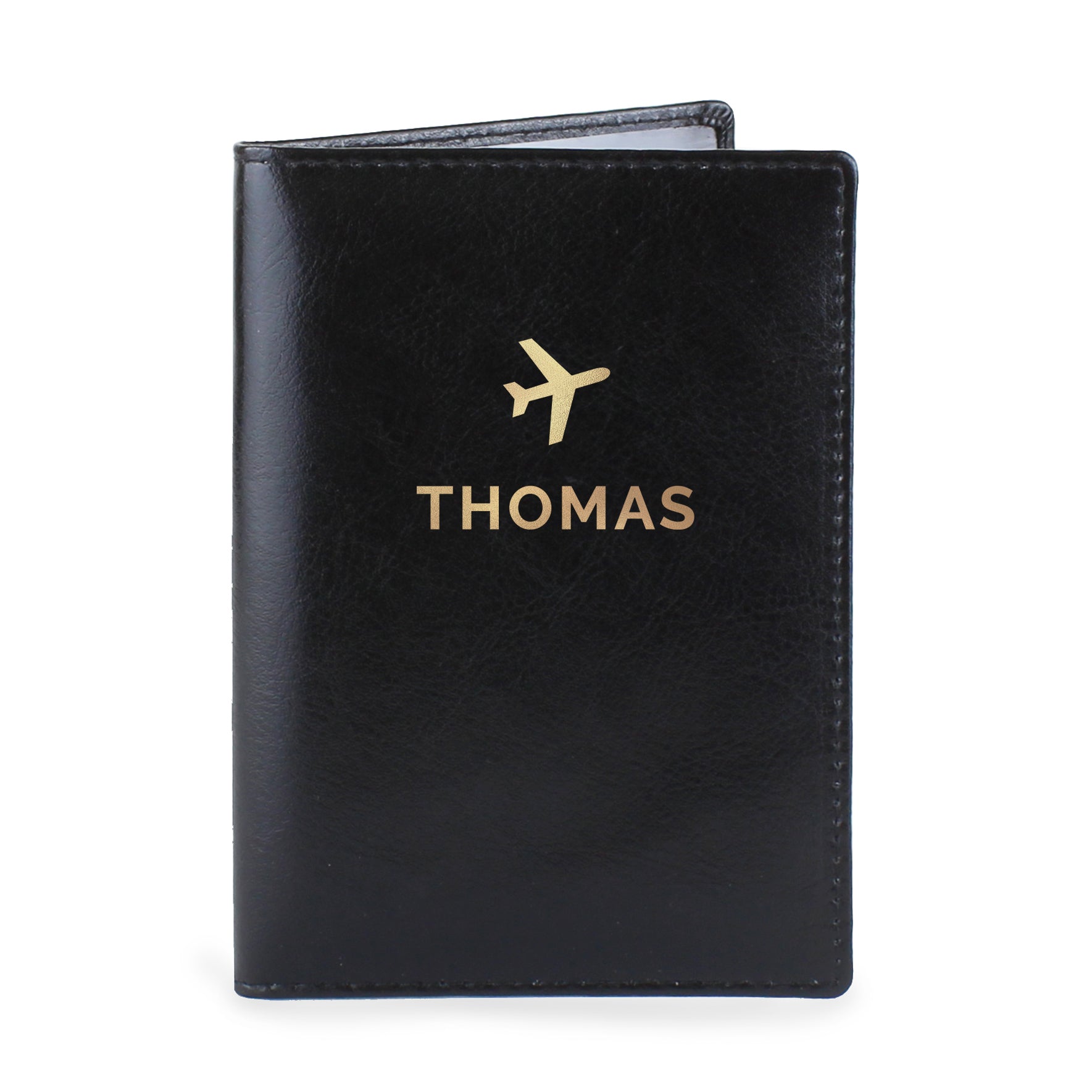 Personalised Gold Name Black Passport Holder