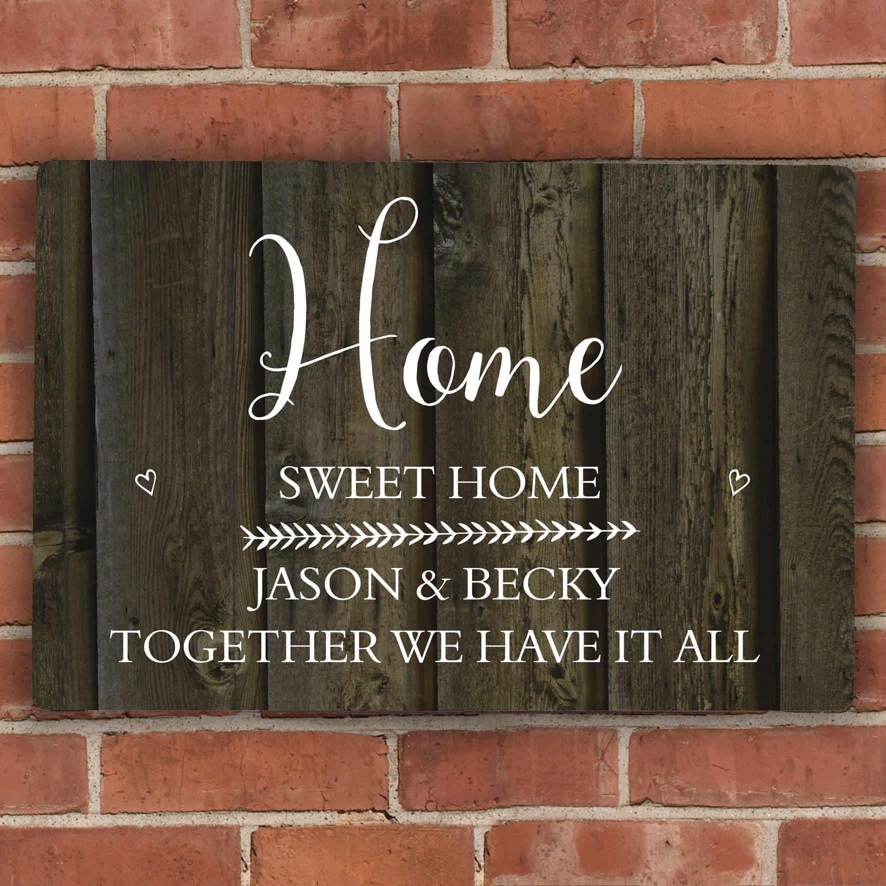 Personalised Walnut Wood Grain Metal Sign