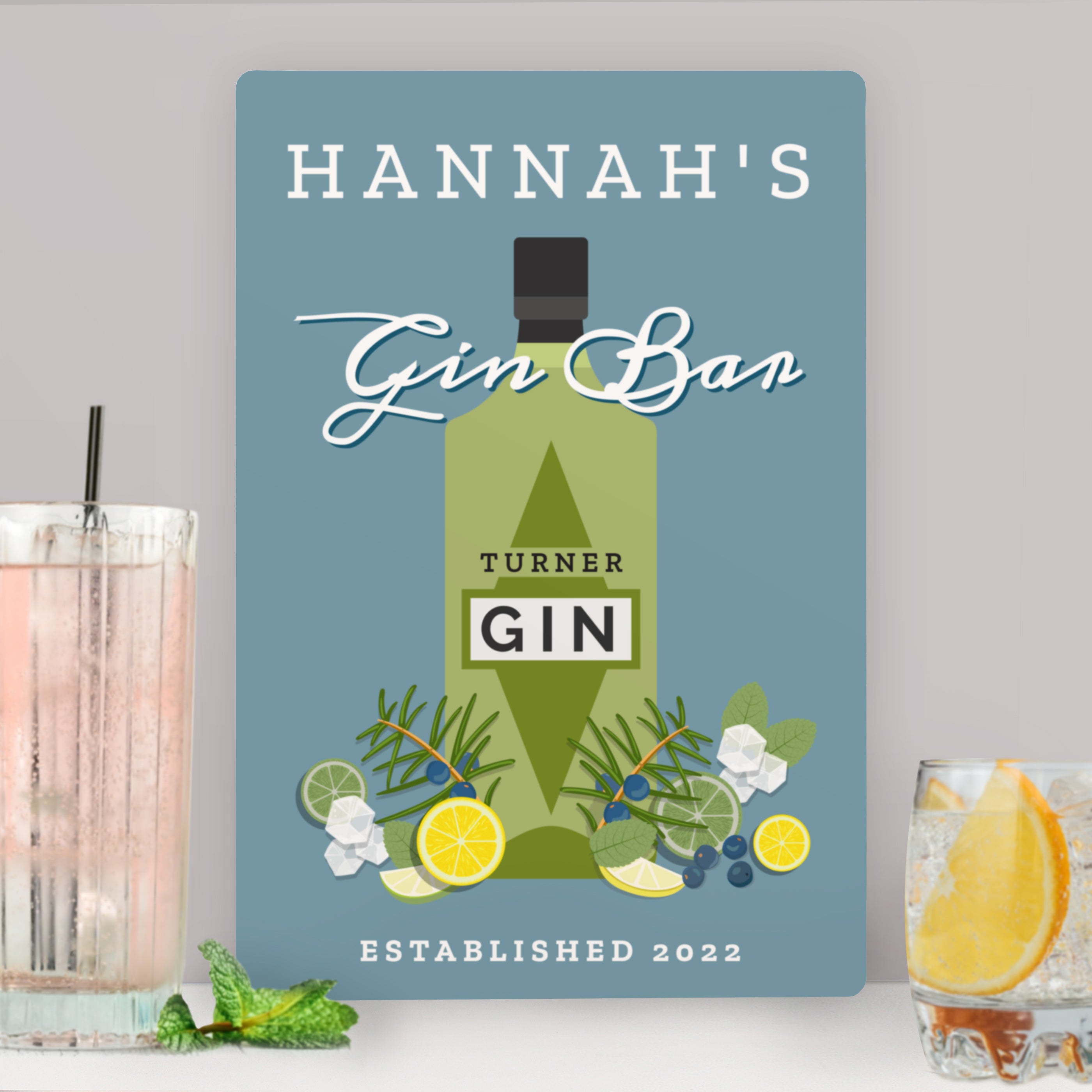 Personalised Gin Bar Metal Sign