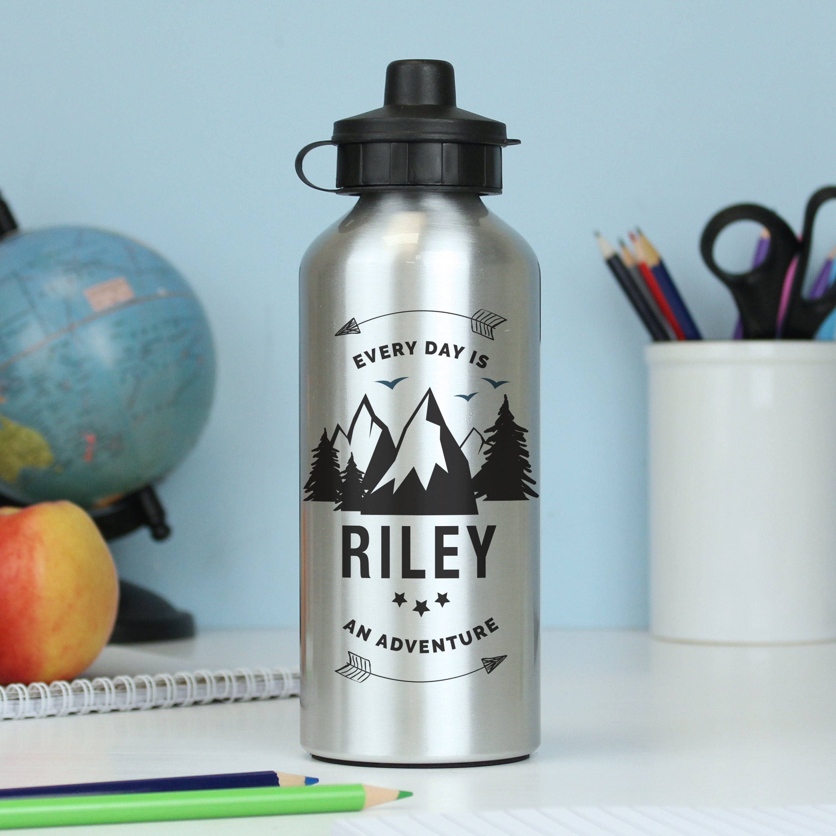 Personalised Adventure Silver Drinks Bottle