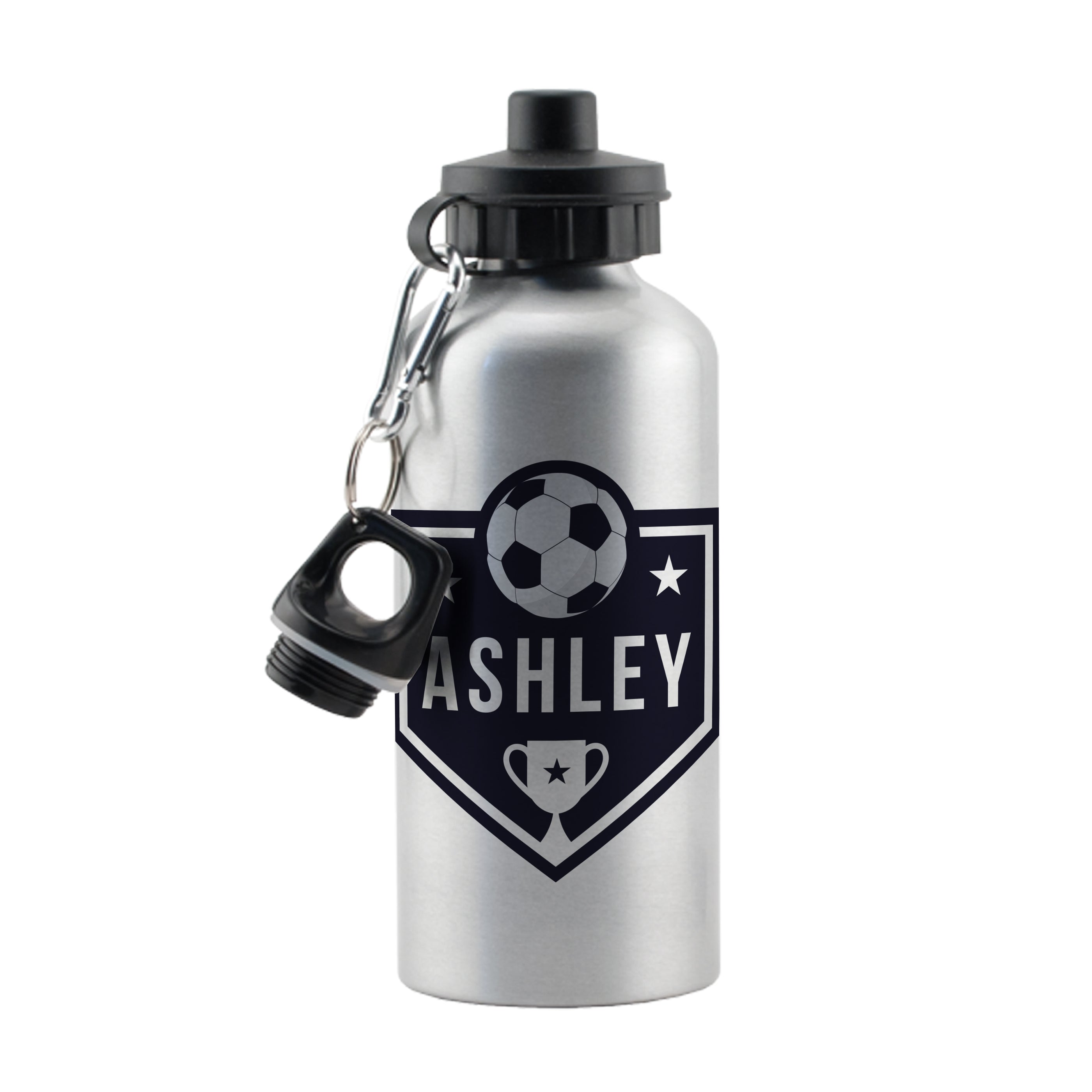 Personalised Football Silver Drinks Bottle