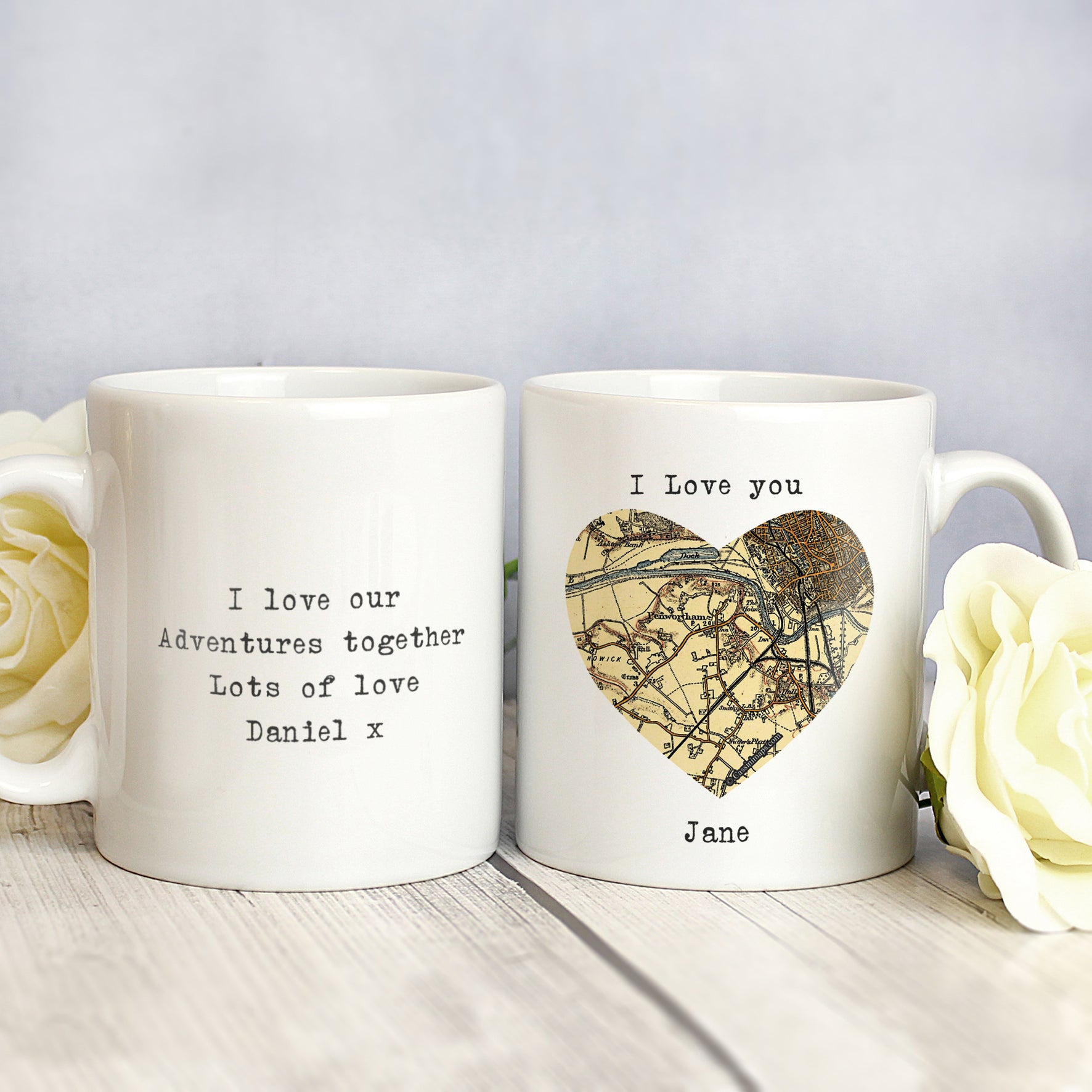 Personalised 1896 - 1904 Revised New Map Heart Mug