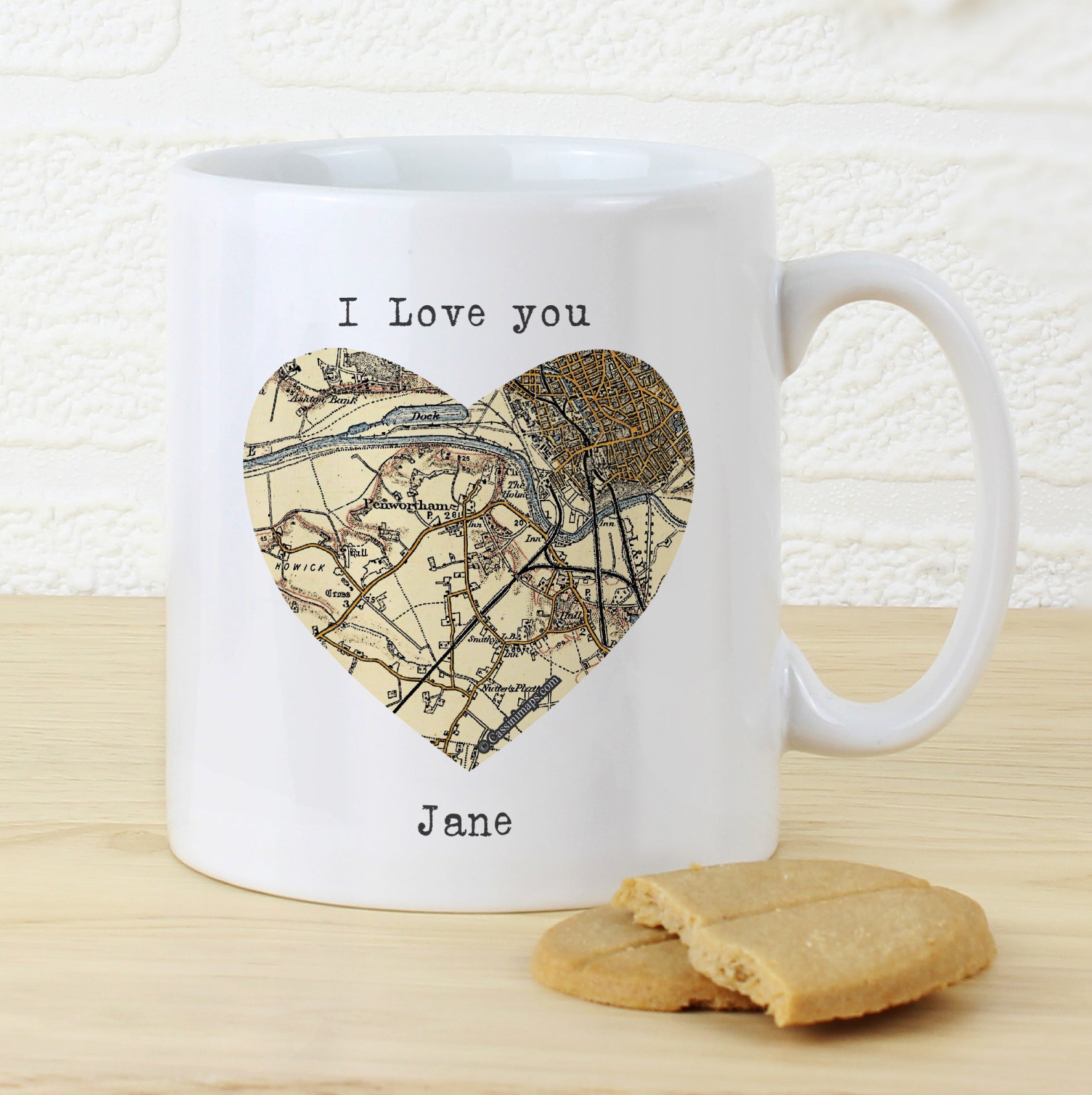 Personalised 1896 - 1904 Revised New Map Heart Mug