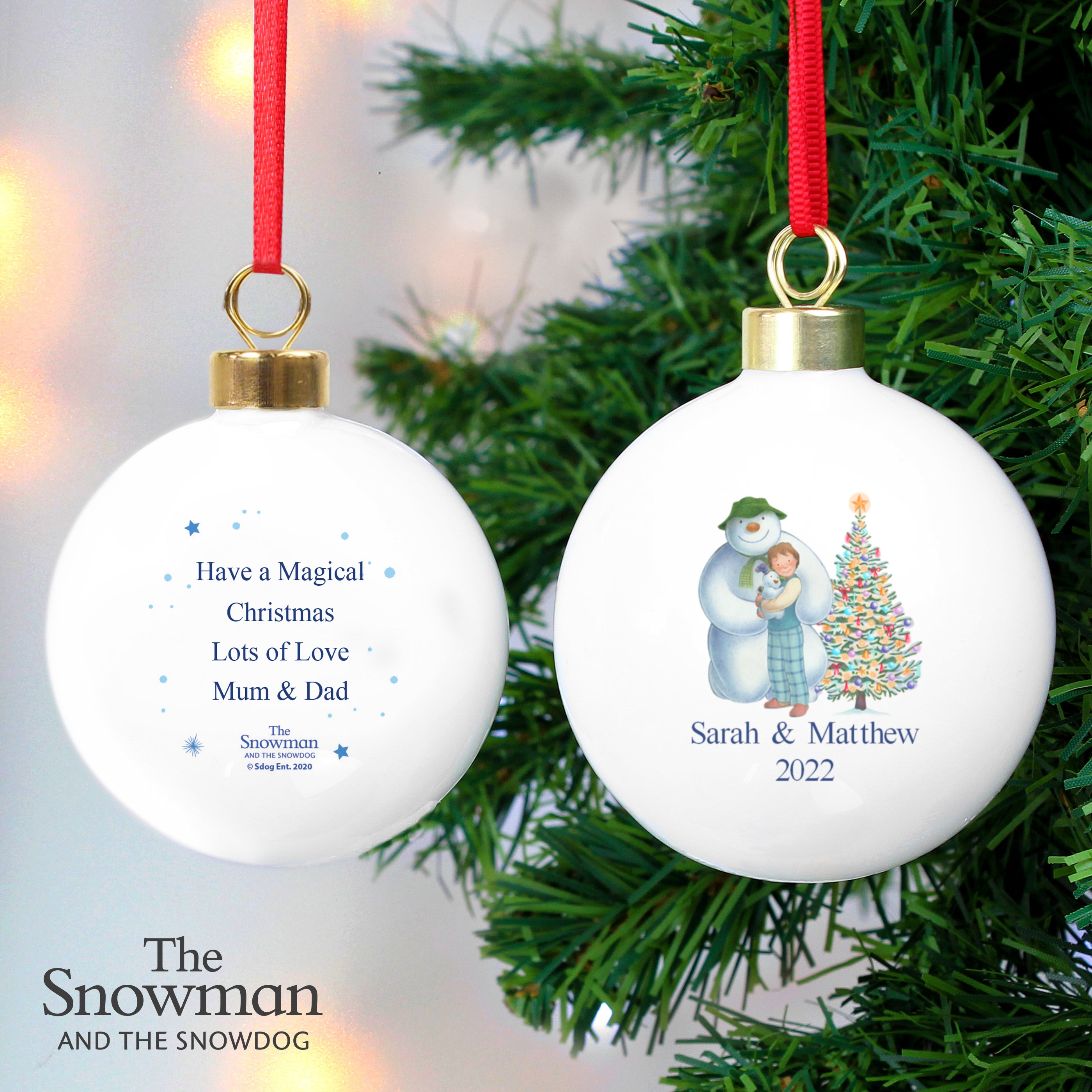 Personalised The Snowman and the Snowdog Friends Bauble