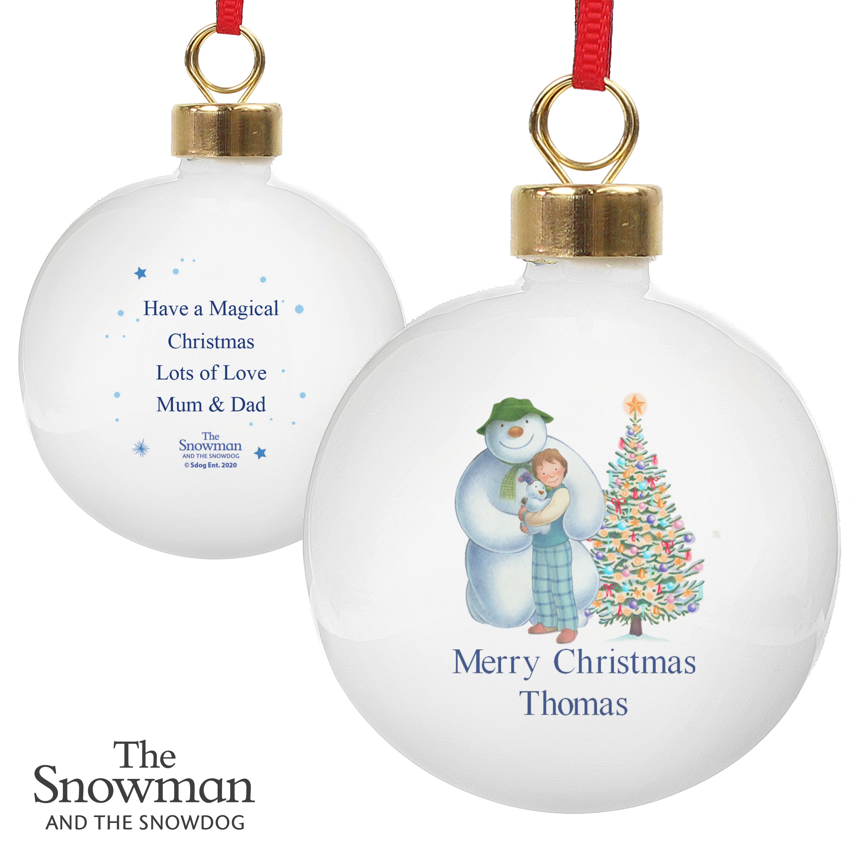 Personalised The Snowman and the Snowdog Friends Bauble