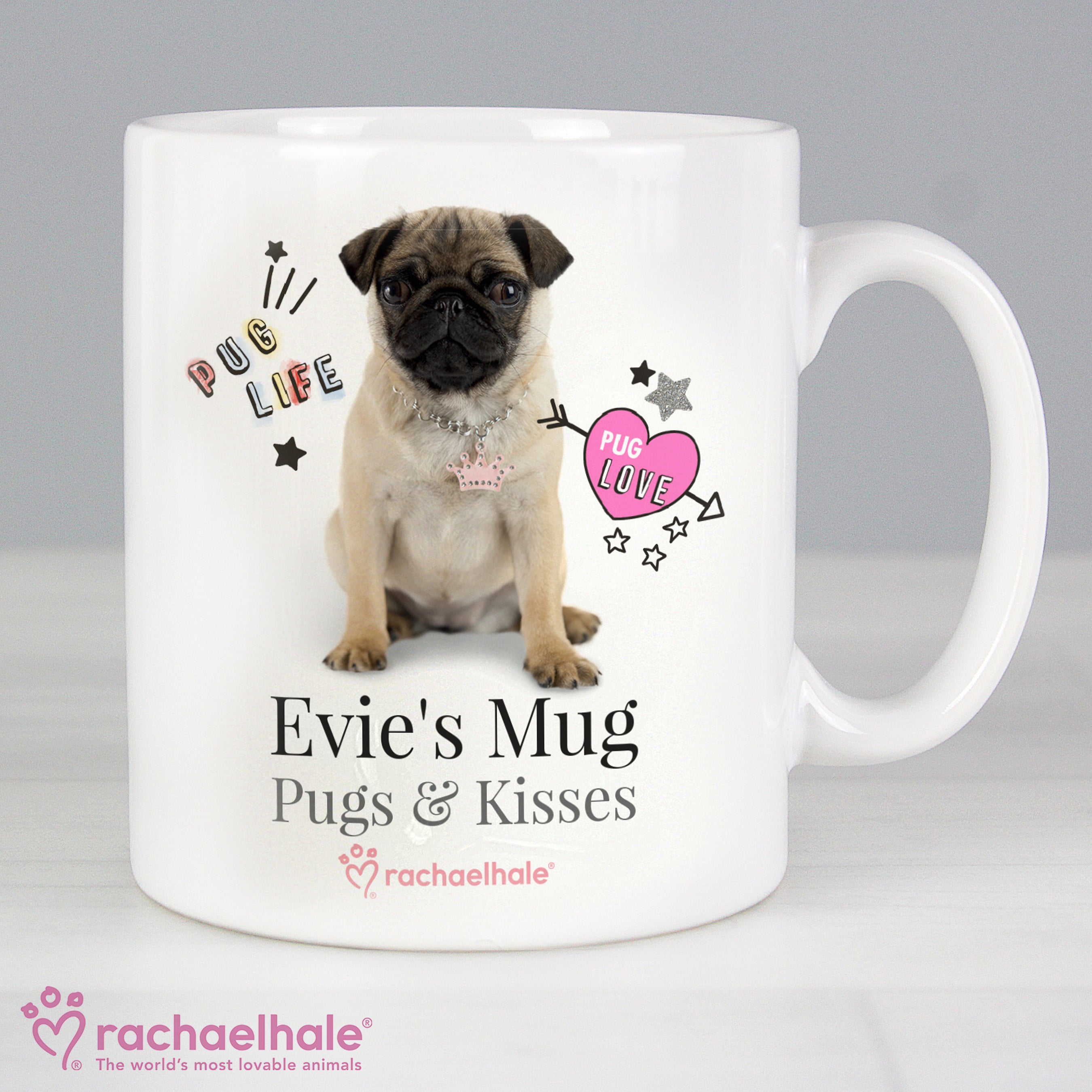 Personalised Rachael Hale Doodle Pug Mug