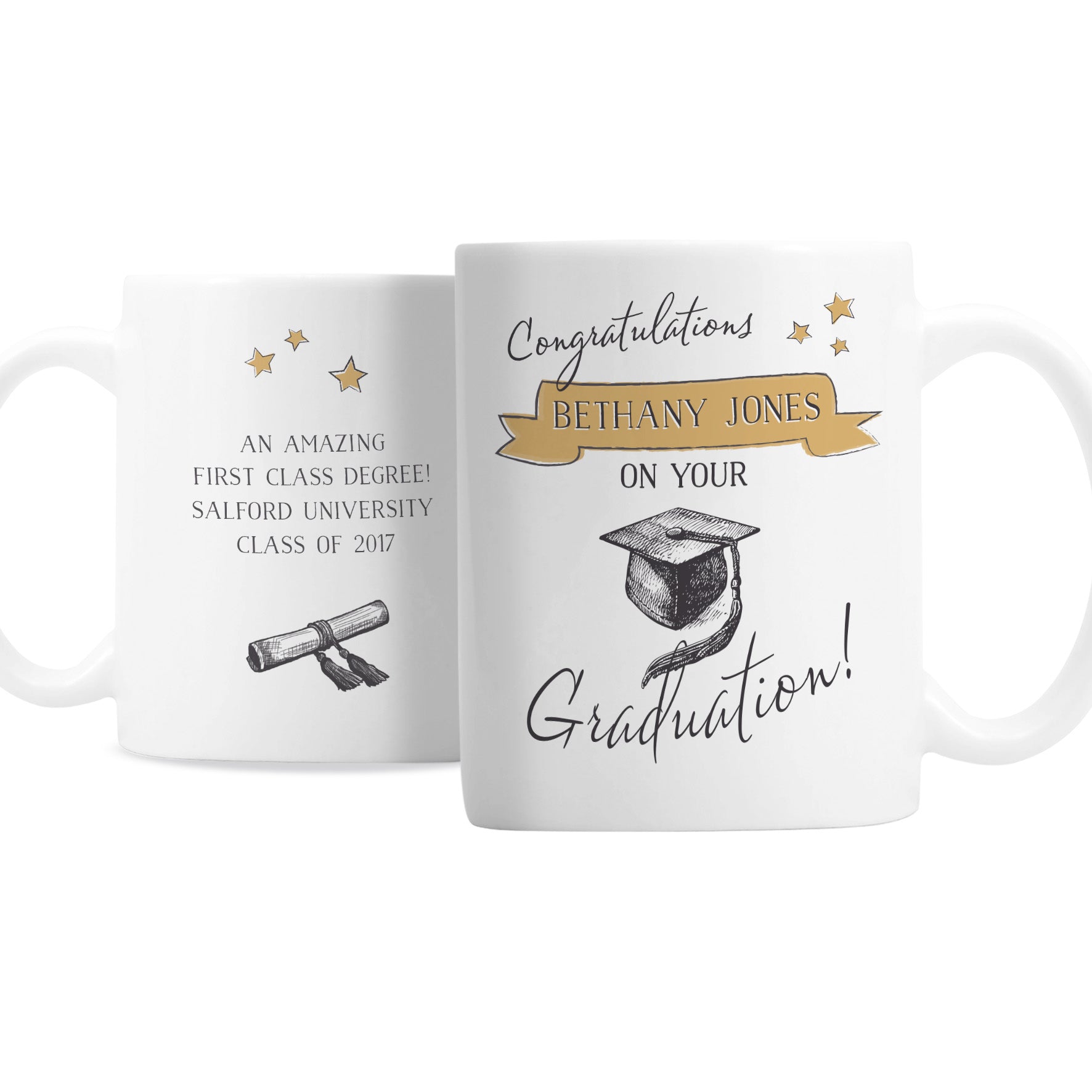 Personalised Gold Star Graduation Mug