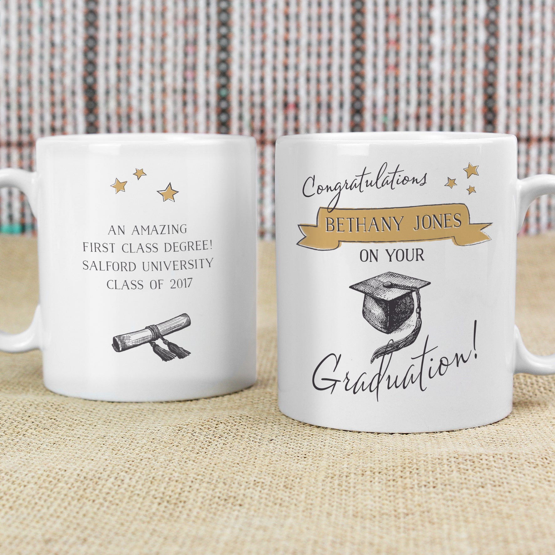 Personalised Gold Star Graduation Mug