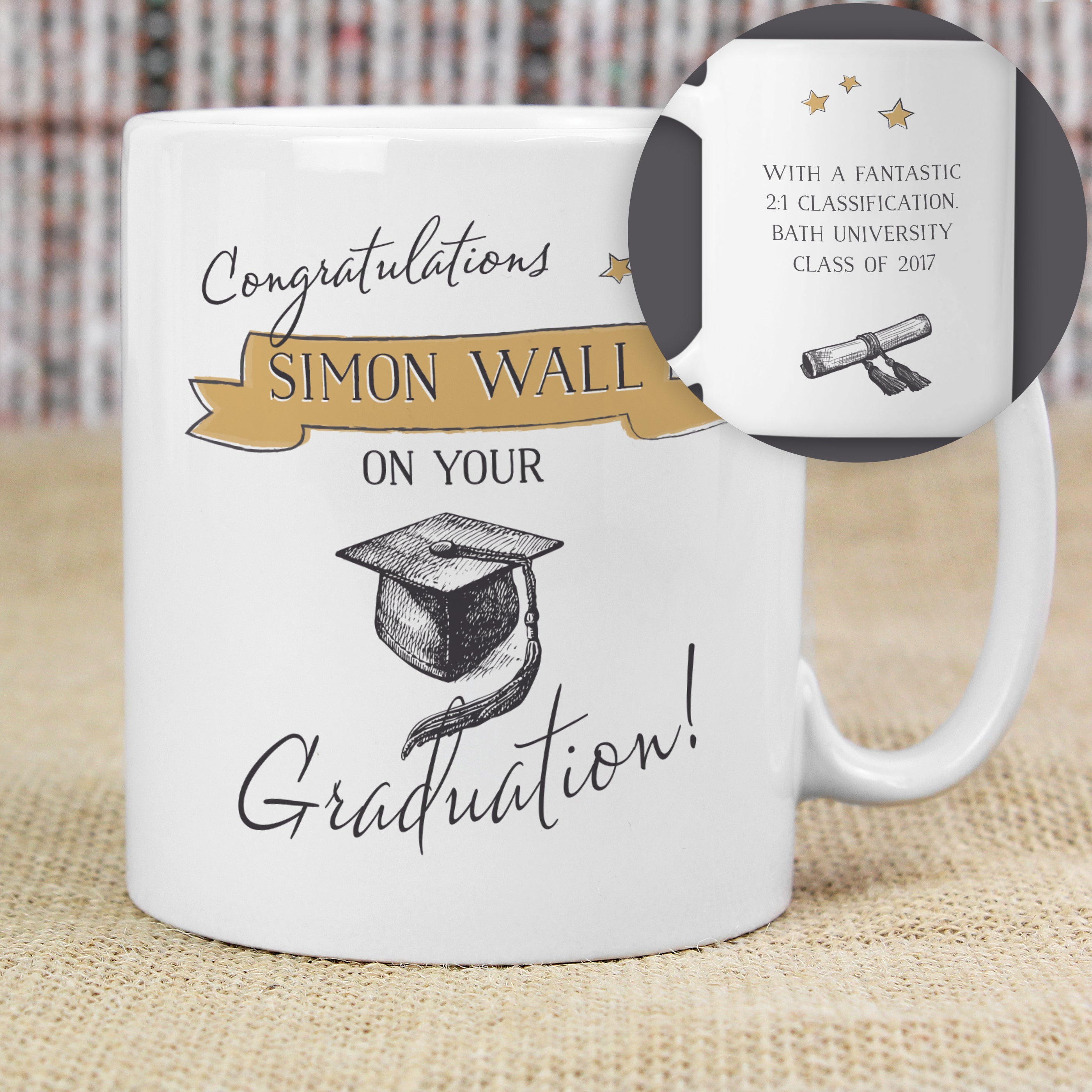 Personalised Gold Star Graduation Mug