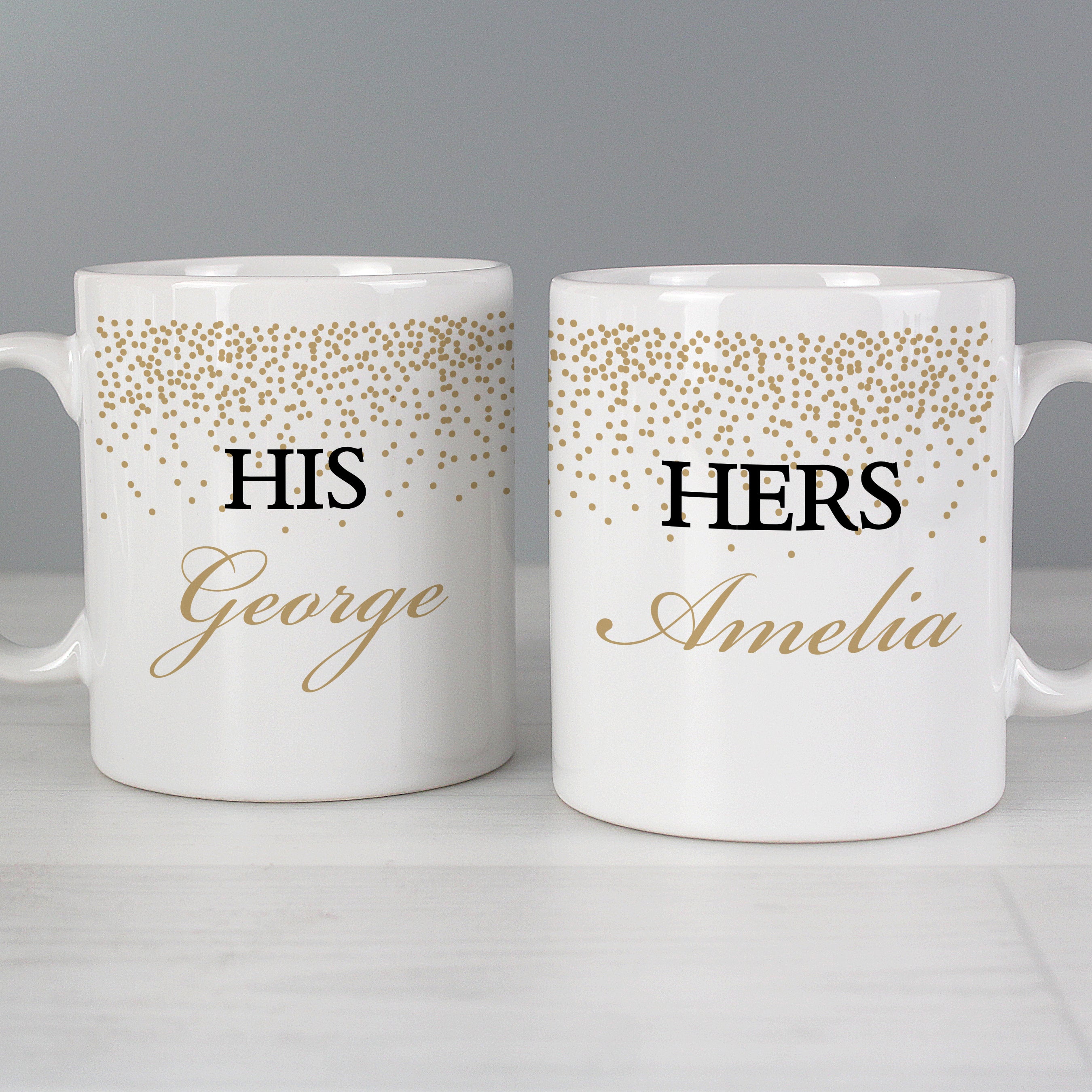 Personalised Gold Confetti Wedding Mug Set