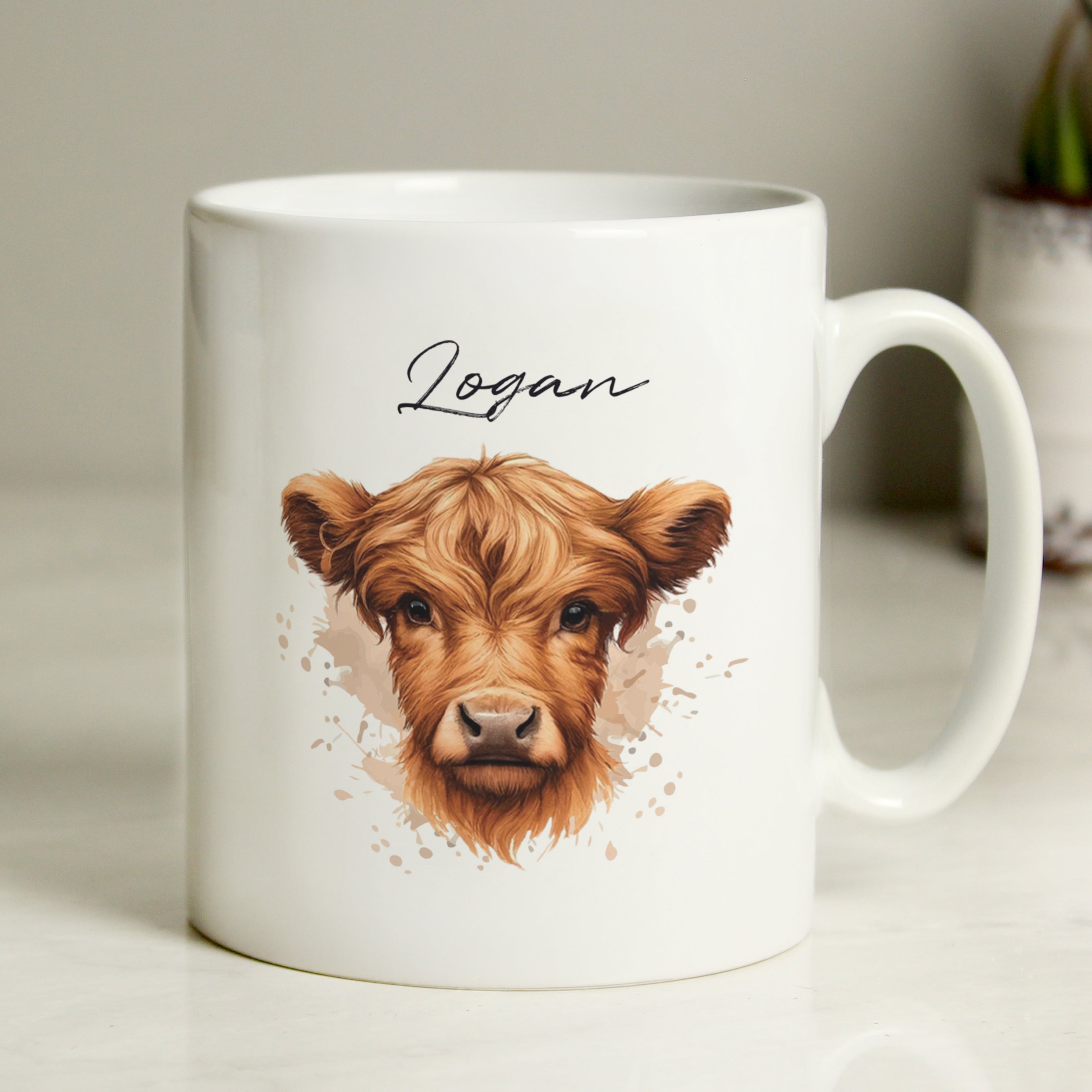 Personalised Highland Cow Mug - Boy