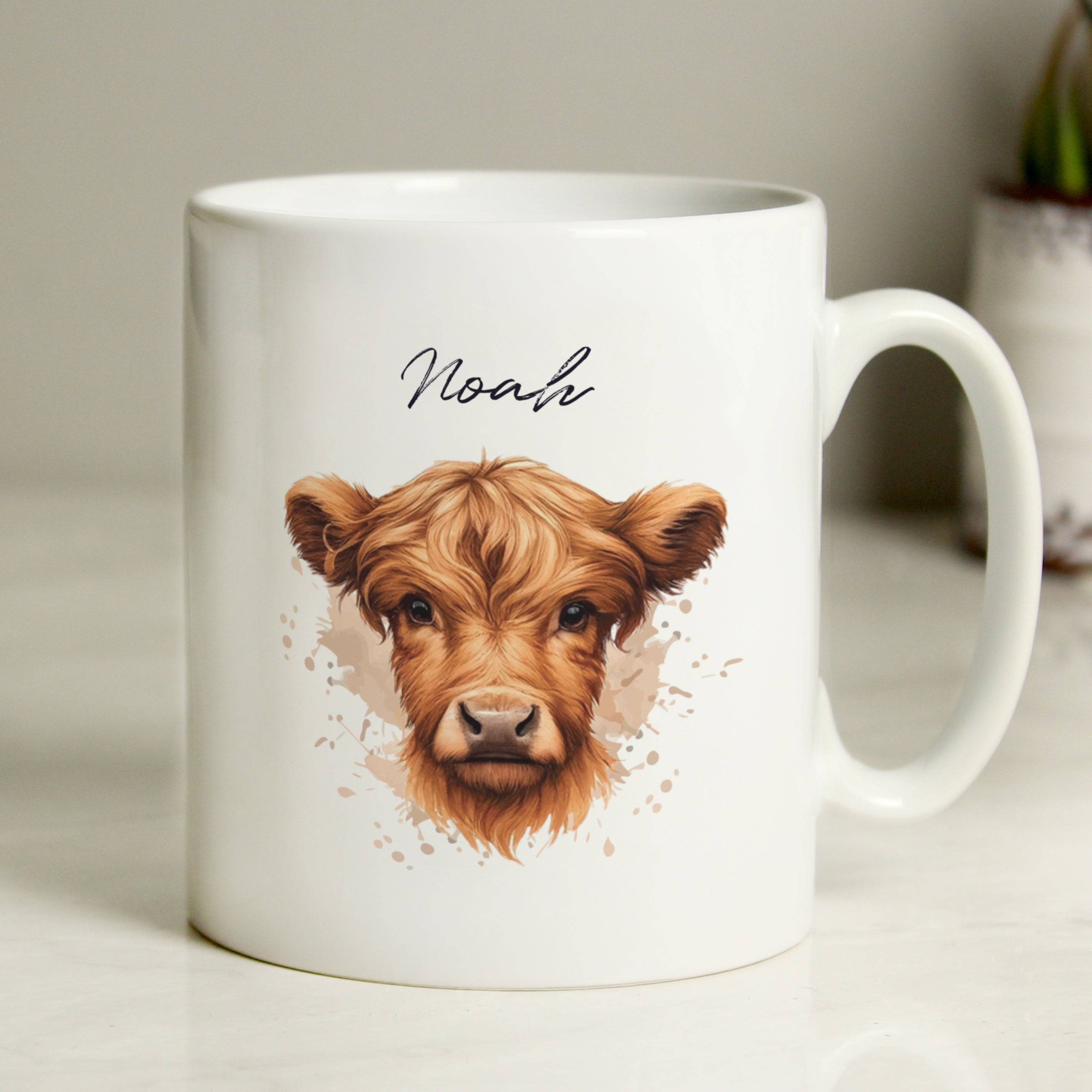 Personalised Highland Cow Mug - Boy