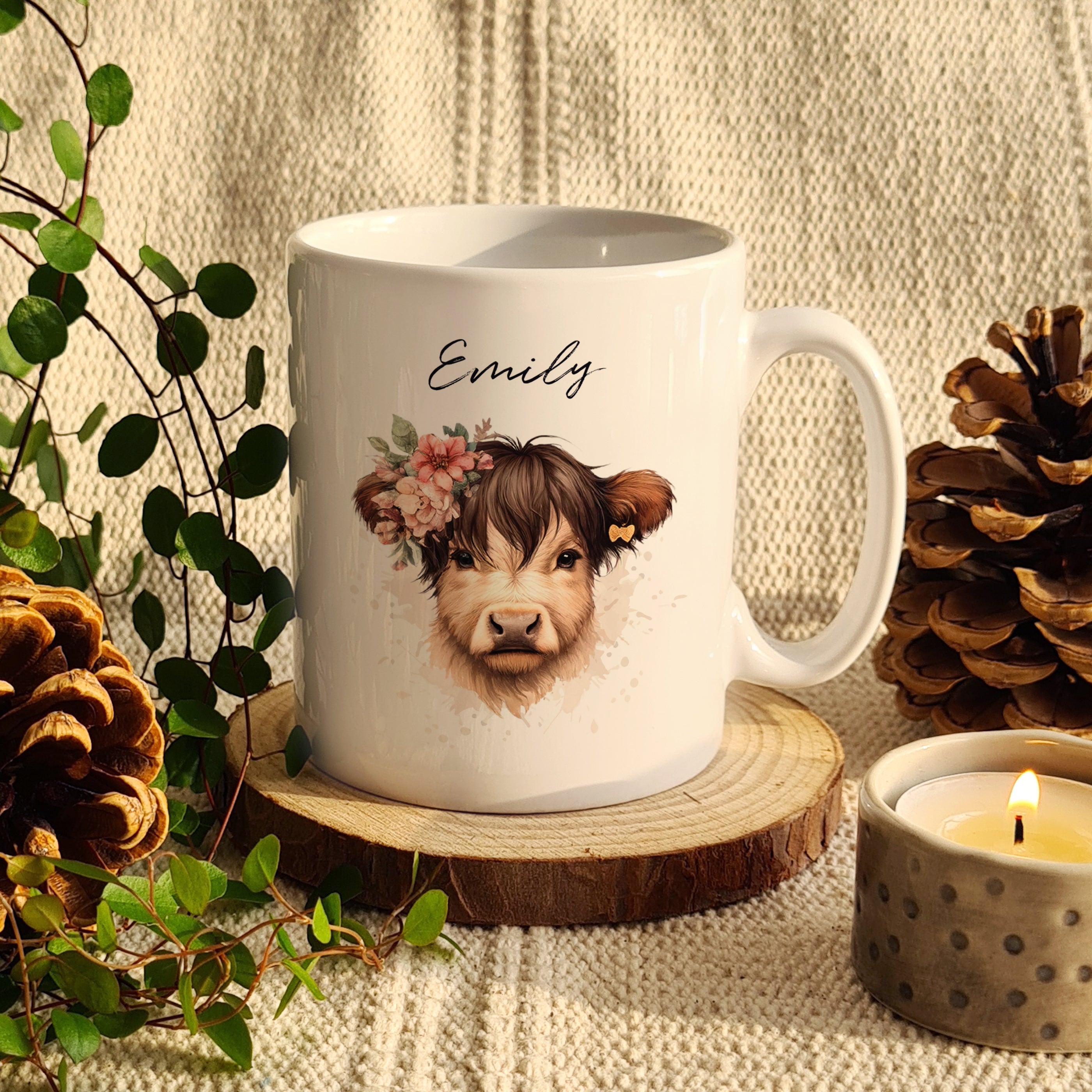 Personalised Highland Cow Mug - Girl