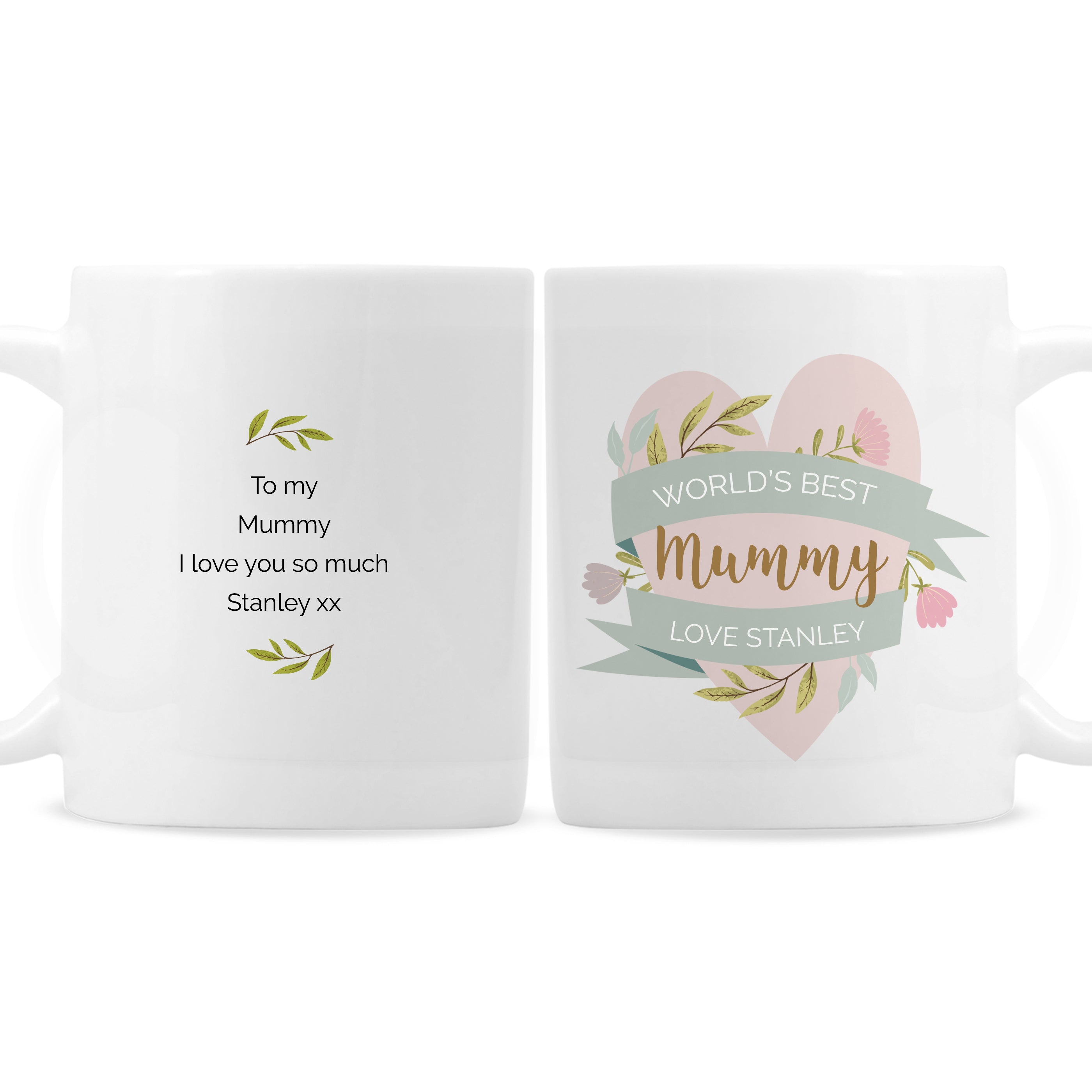 Personalised Floral Heart Mug