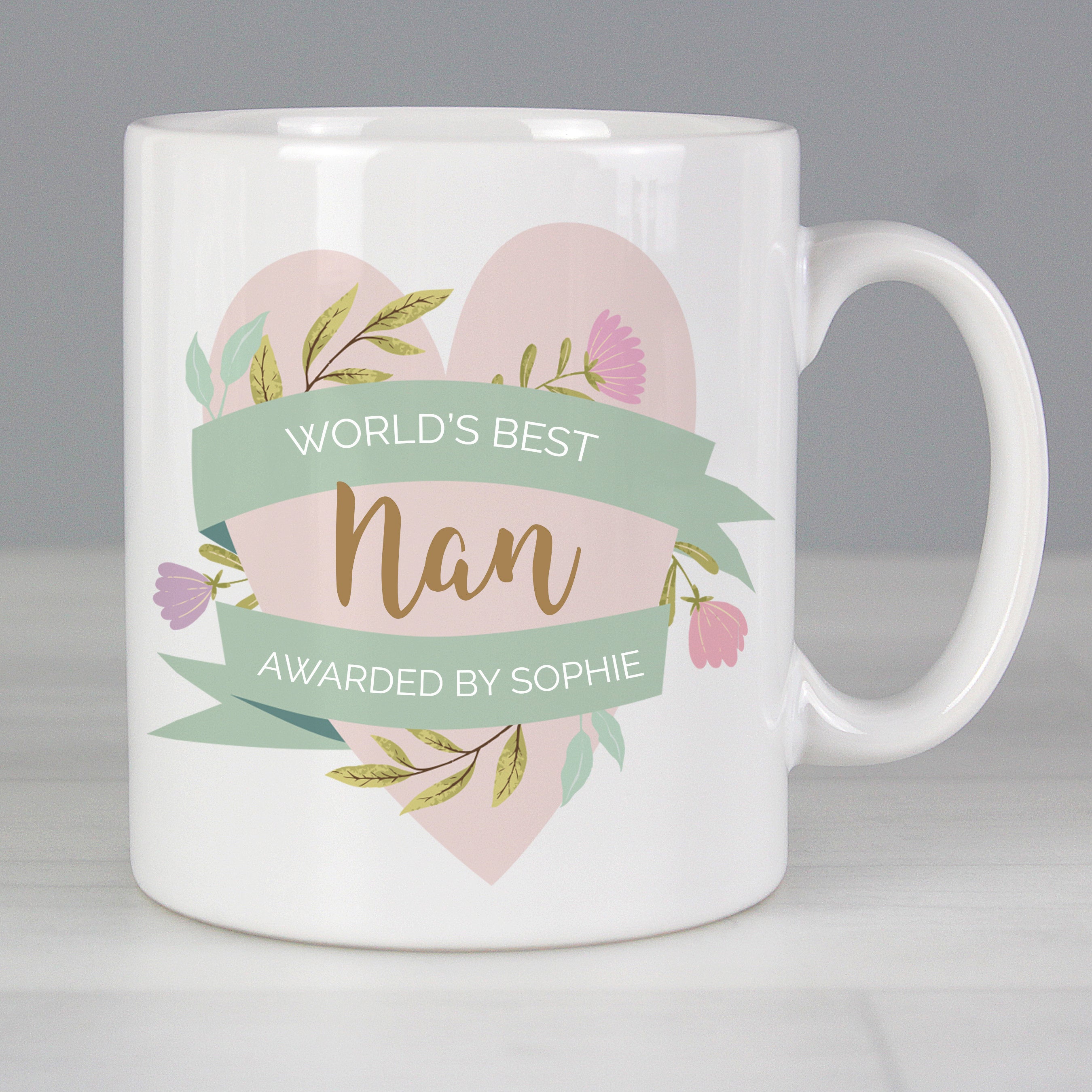 Personalised Floral Heart Mug