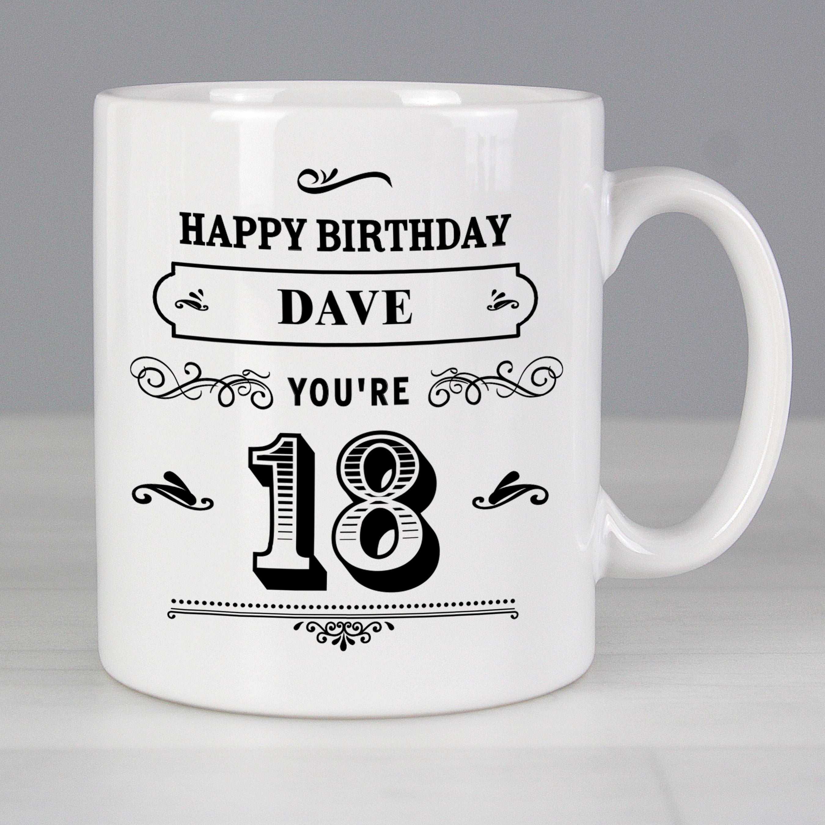 Personalised Birthday Vintage Typography Mug