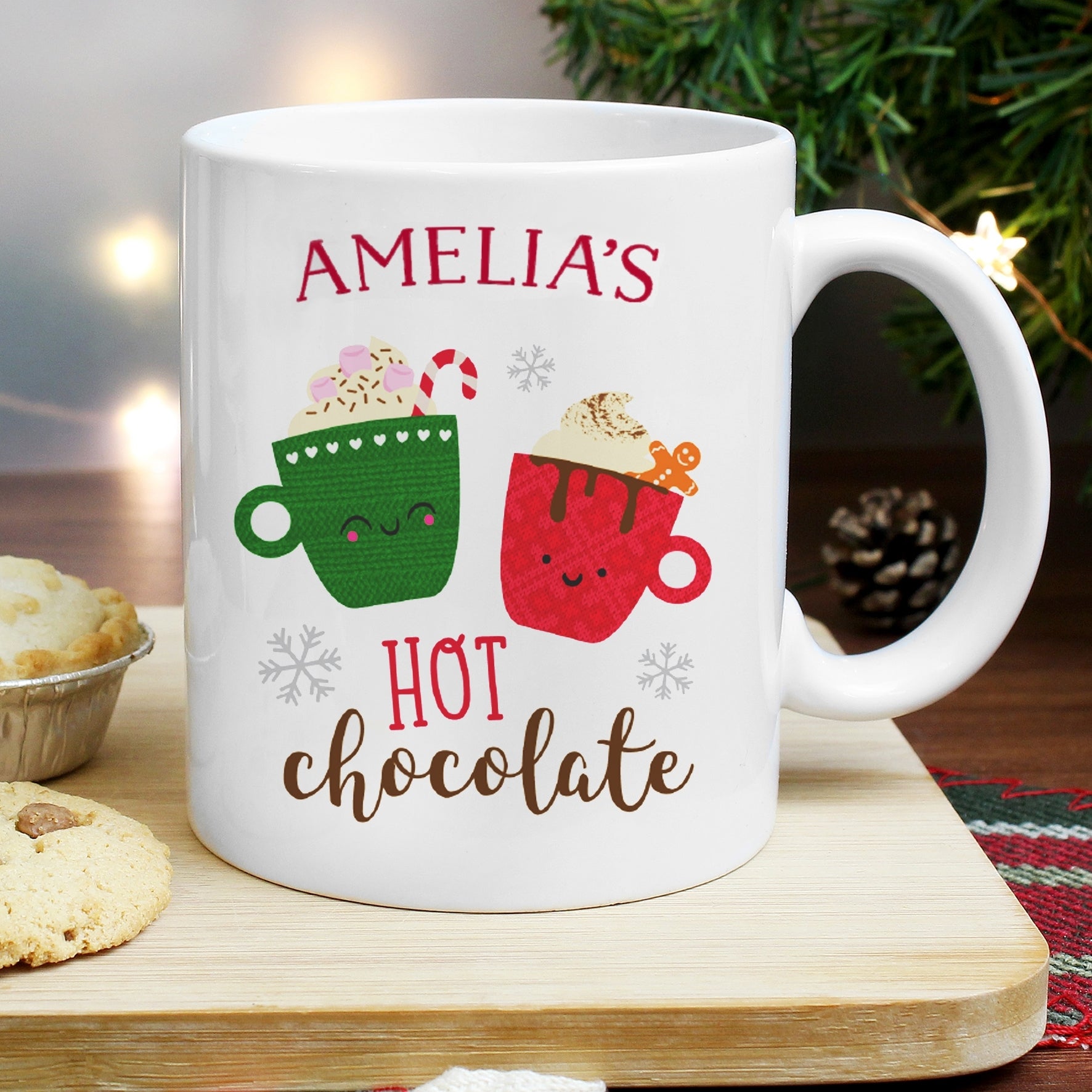 Personalised Cute Christmas Hot Chocolate Mug