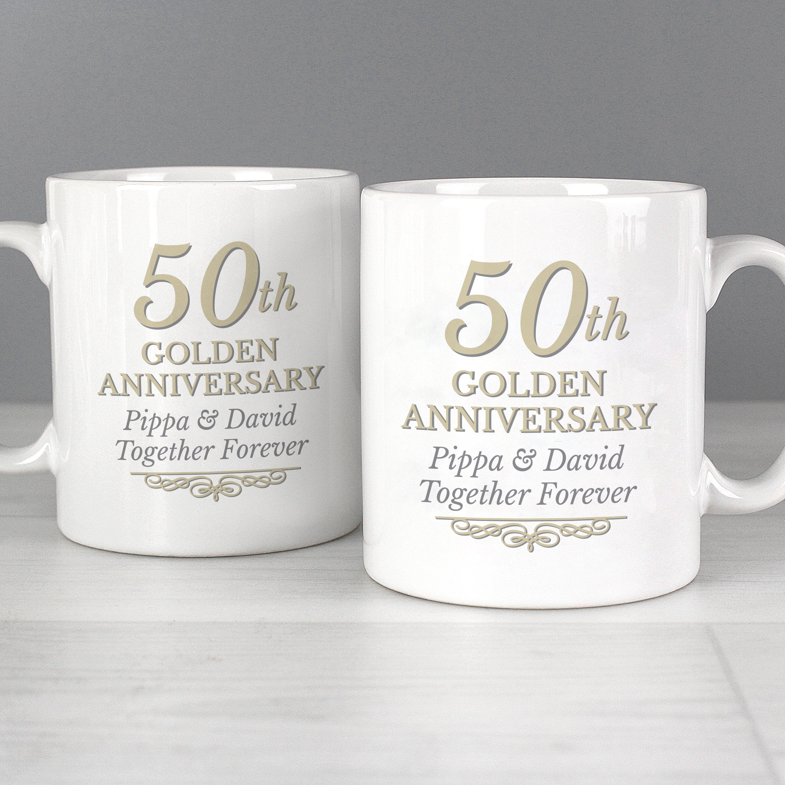 Personalised 50th Golden Anniversary Mug Set