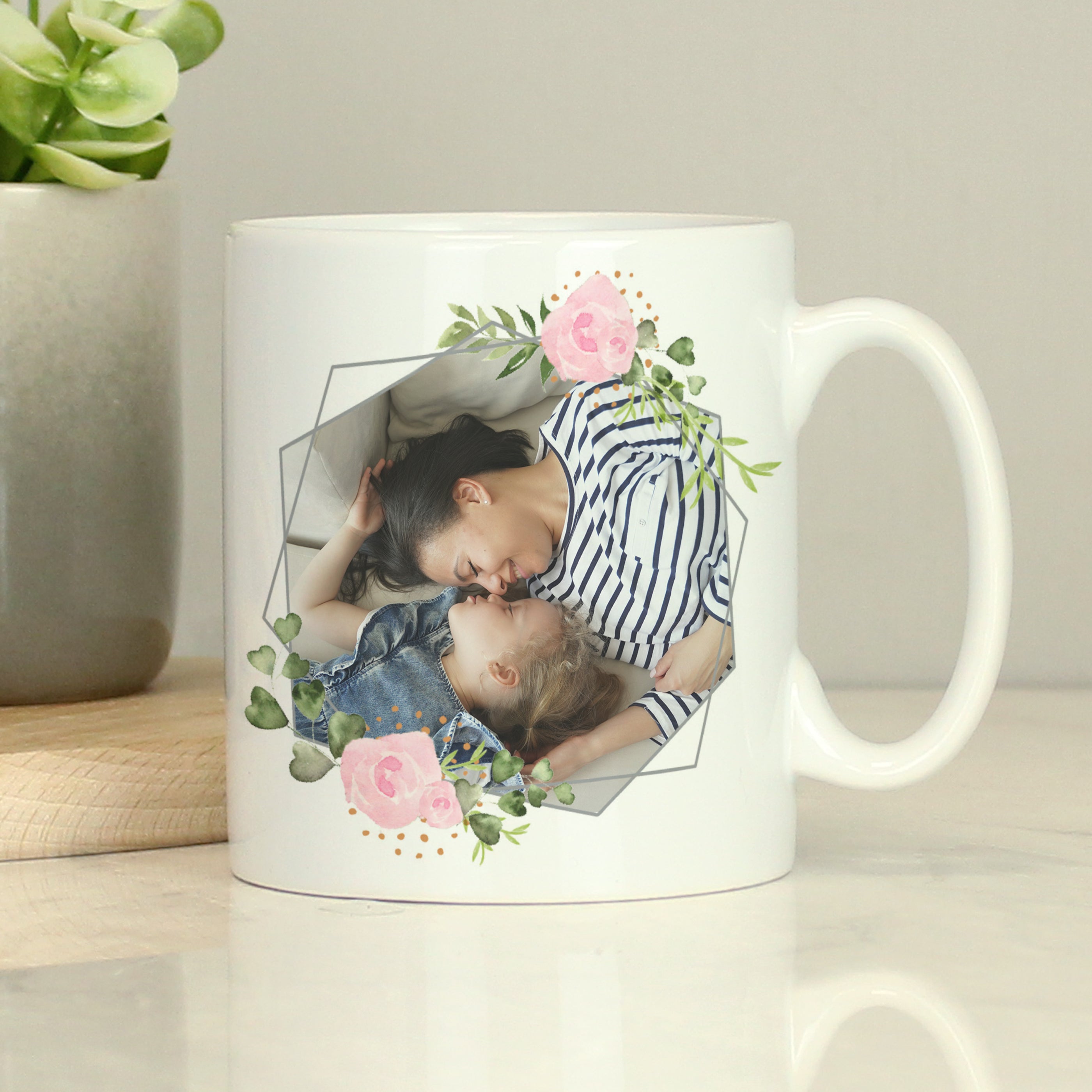 Personalised Floral Abstract Photo Upload Mug