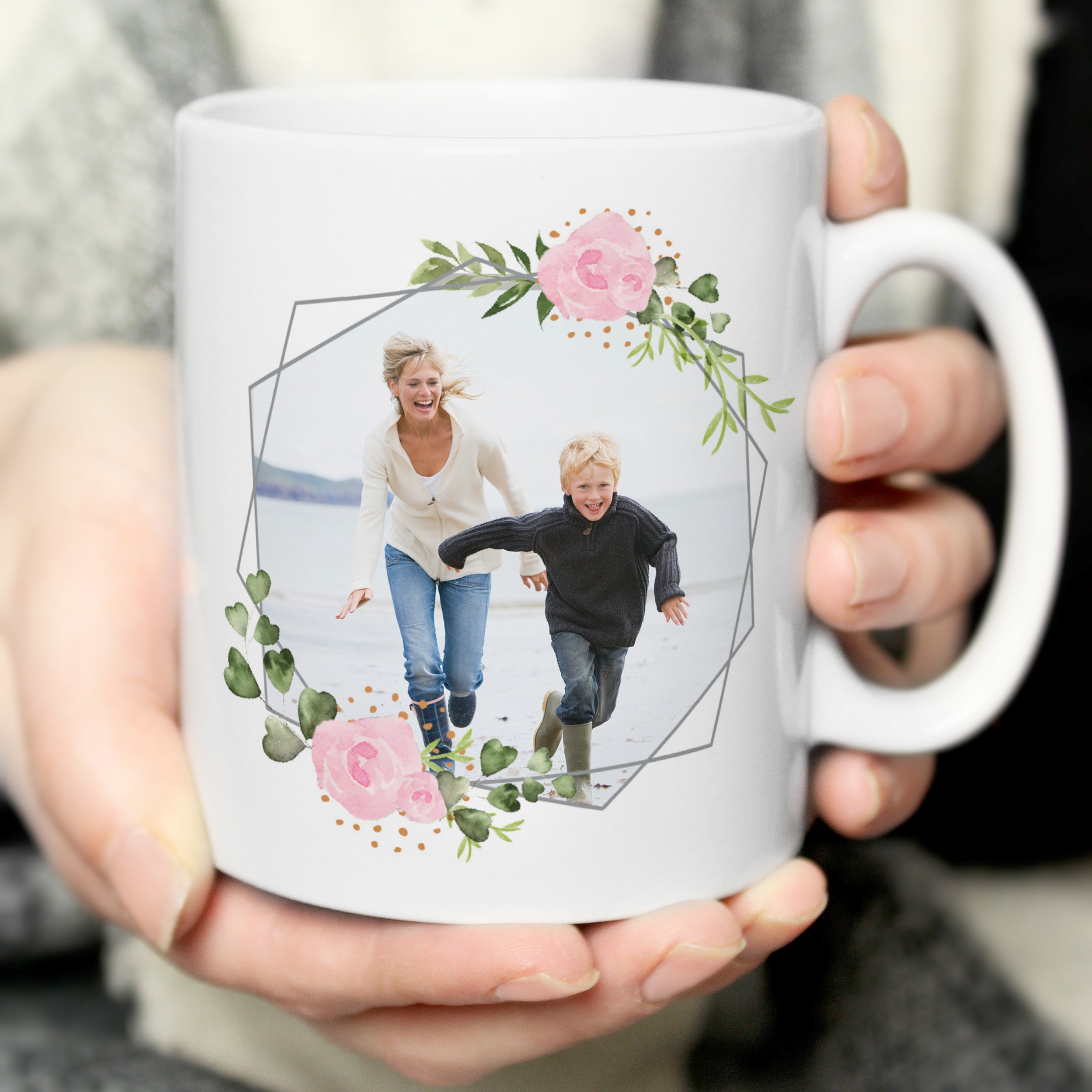 Personalised Floral Abstract Photo Upload Mug