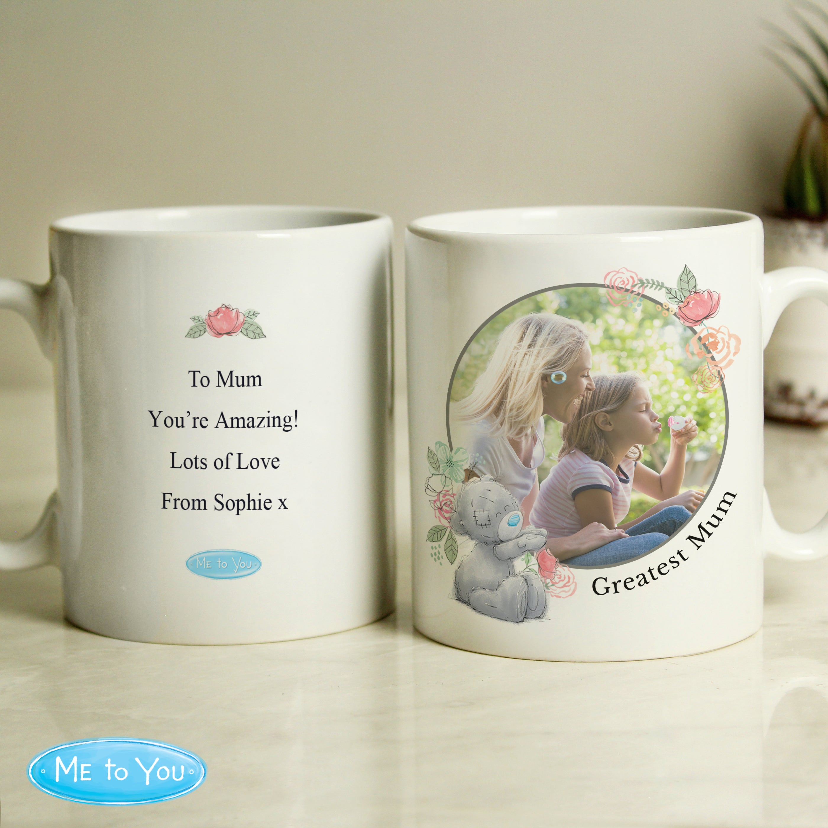 Personalised Me To You Floral Photo Upload Mug