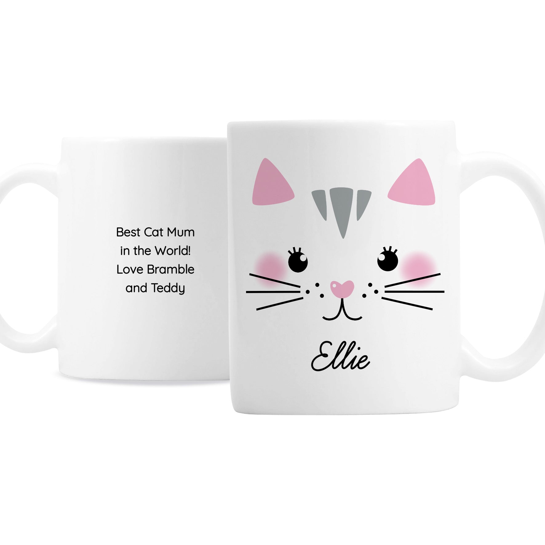 Personalised Cute Cat Face Mug