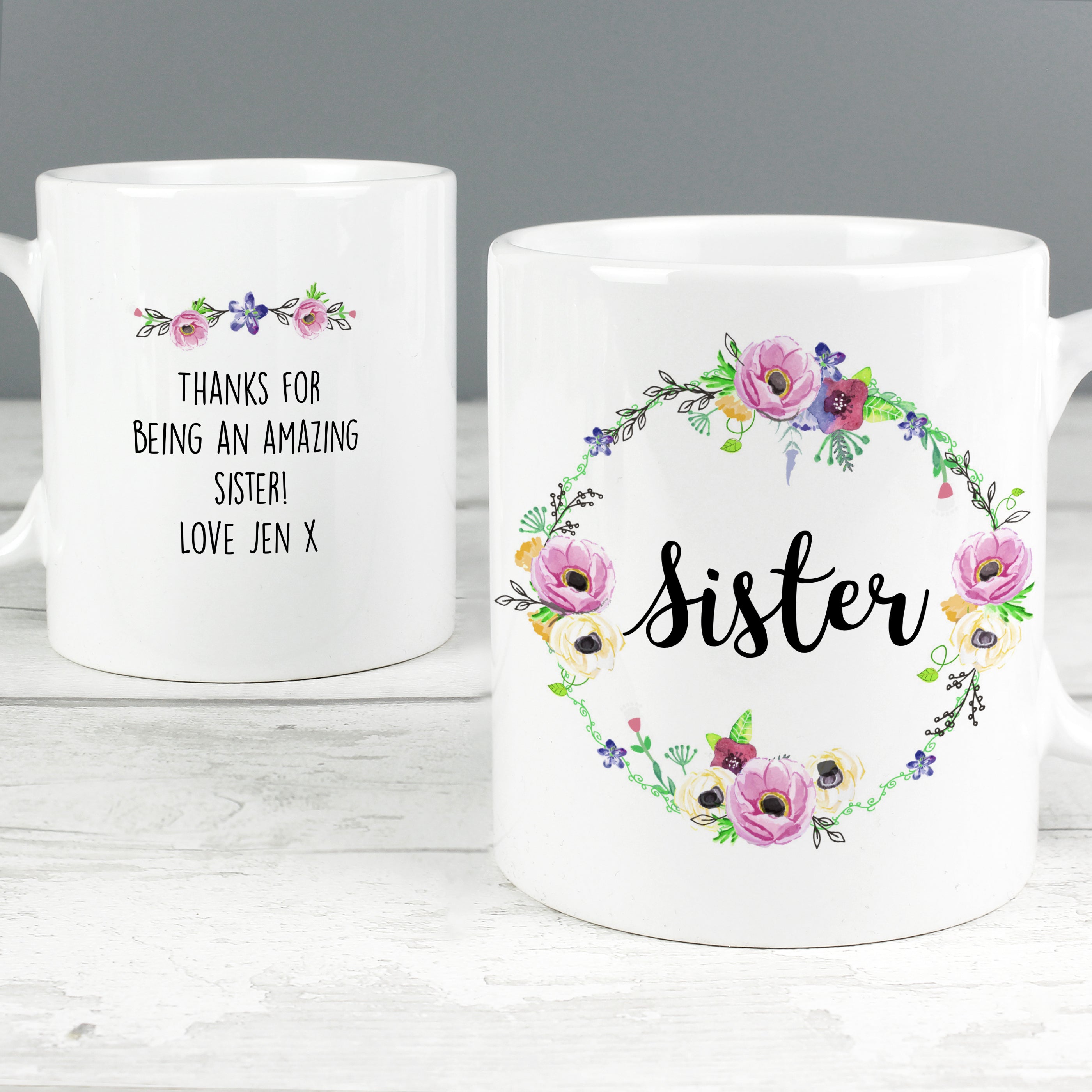 Personalised Floral Mug