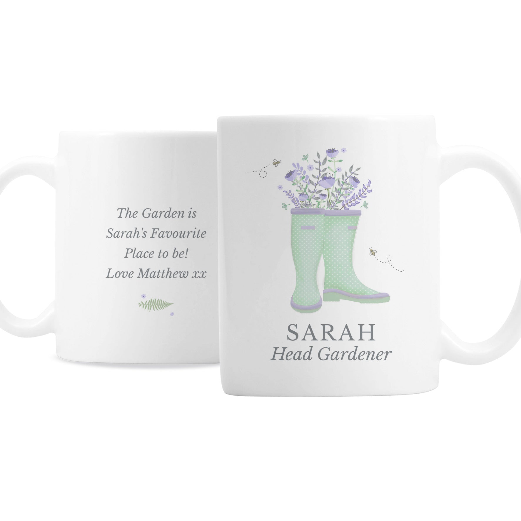 Personalised Floral Wellies Mug