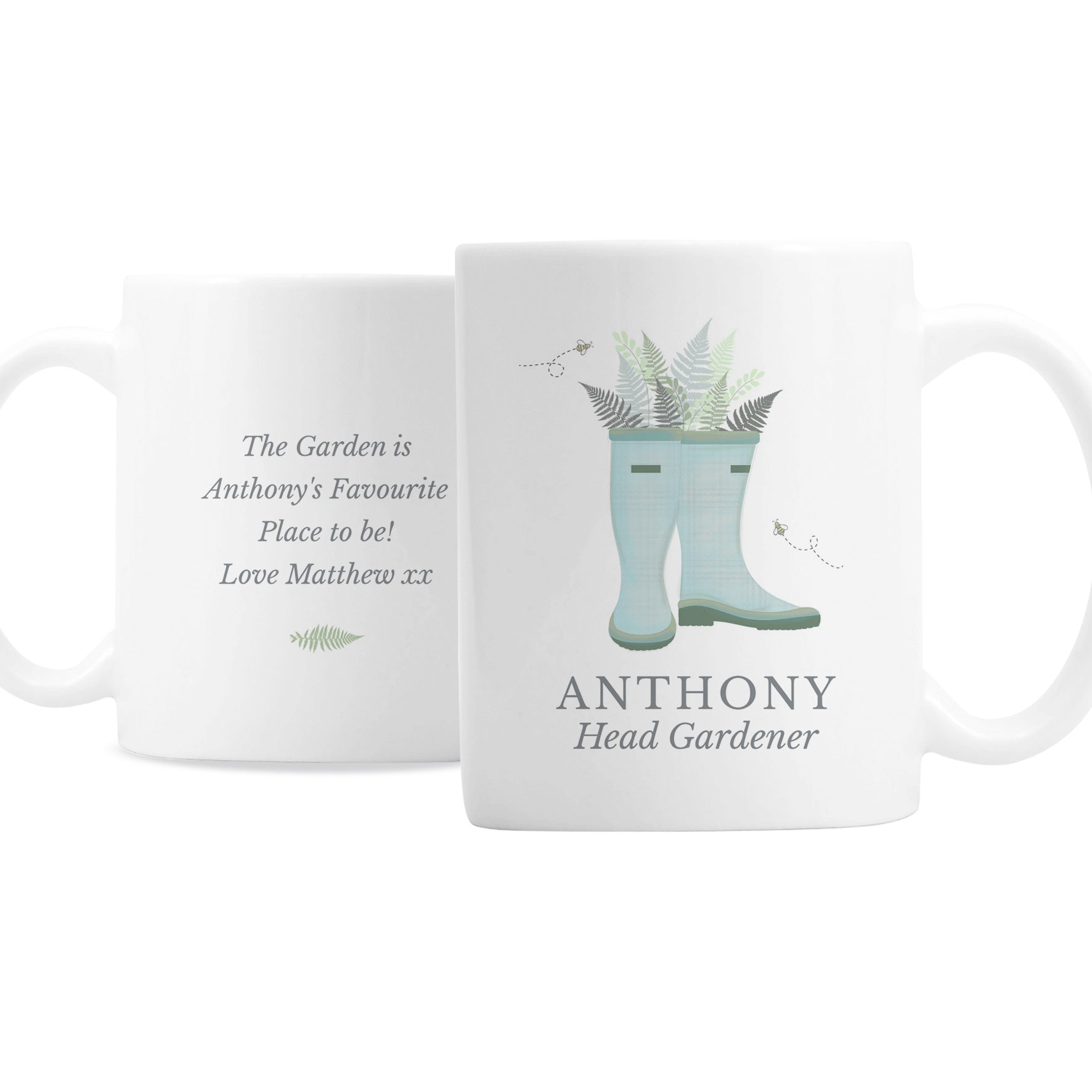 Personalised Blue Wellies Mug