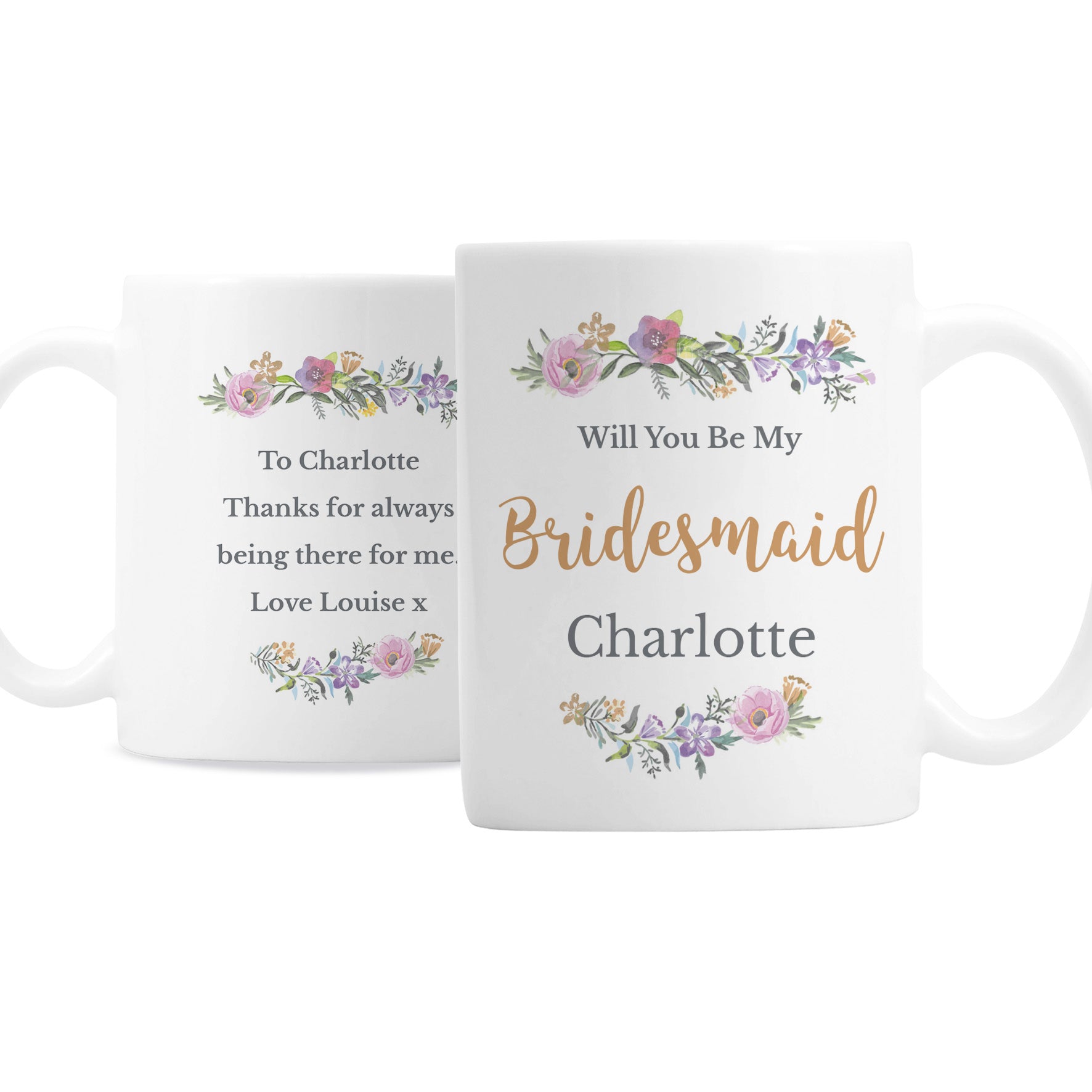 Personalised Floral Message Mug