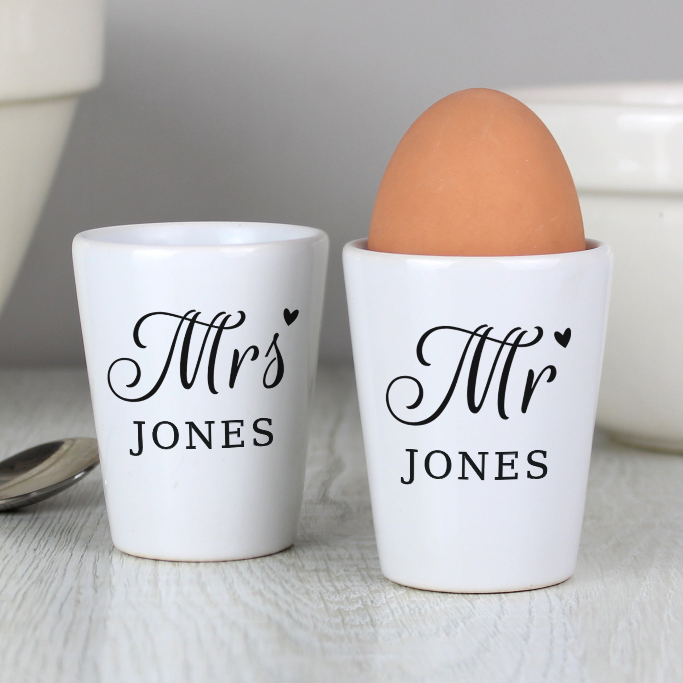 Personalised Mr & Mrs Egg Cups