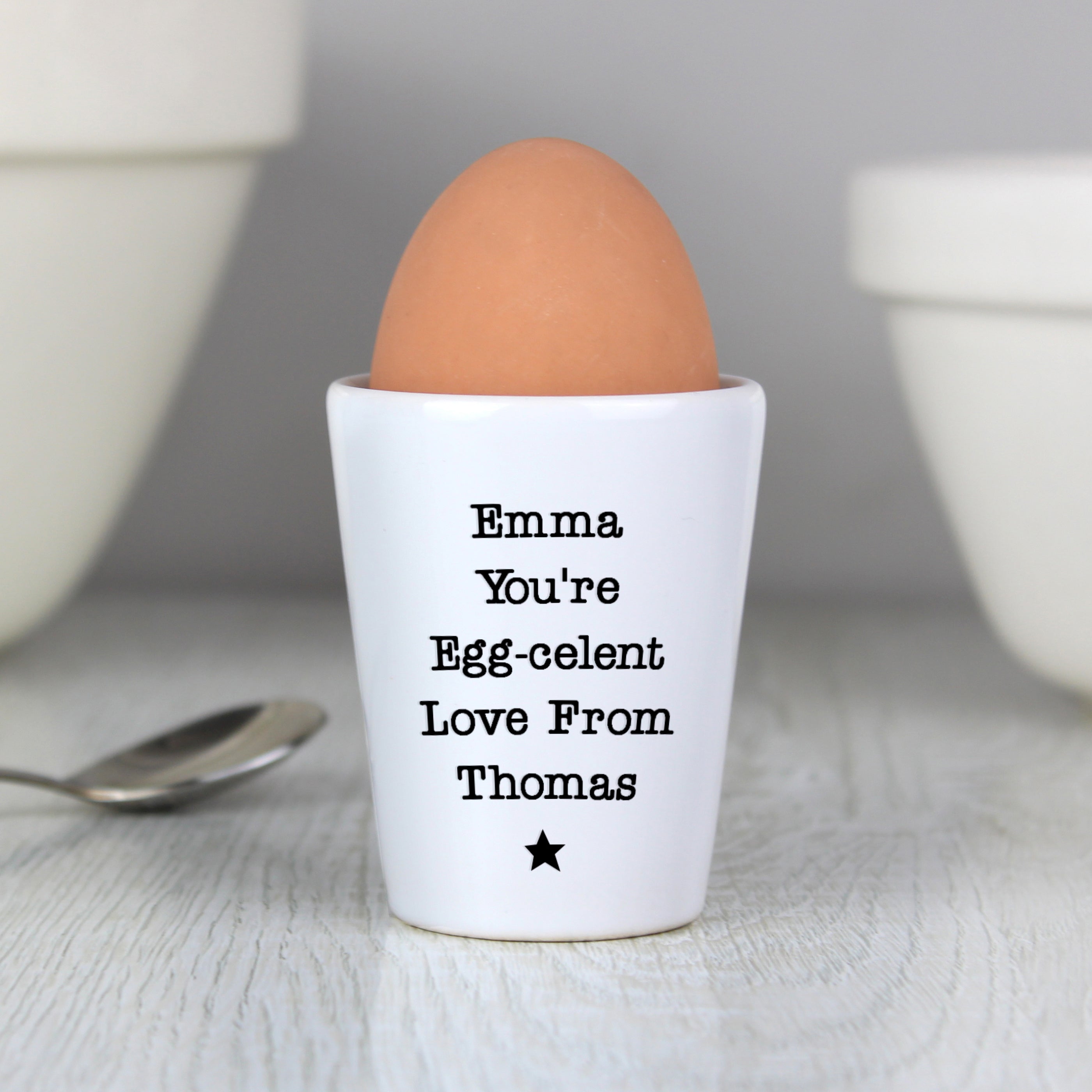 Personalised Star Free Text Egg Cup