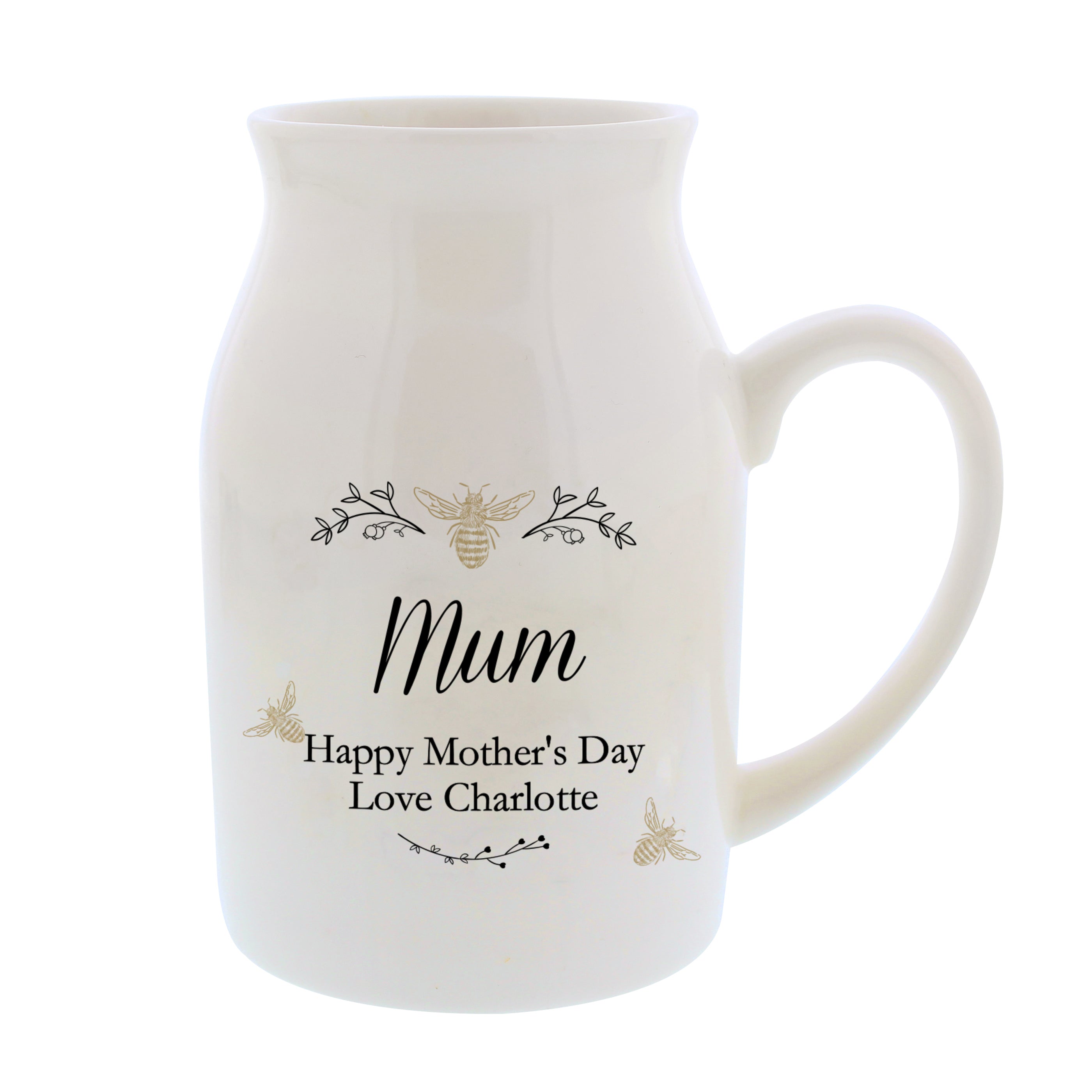 Personalised Floral Bee Flower Jug Vase