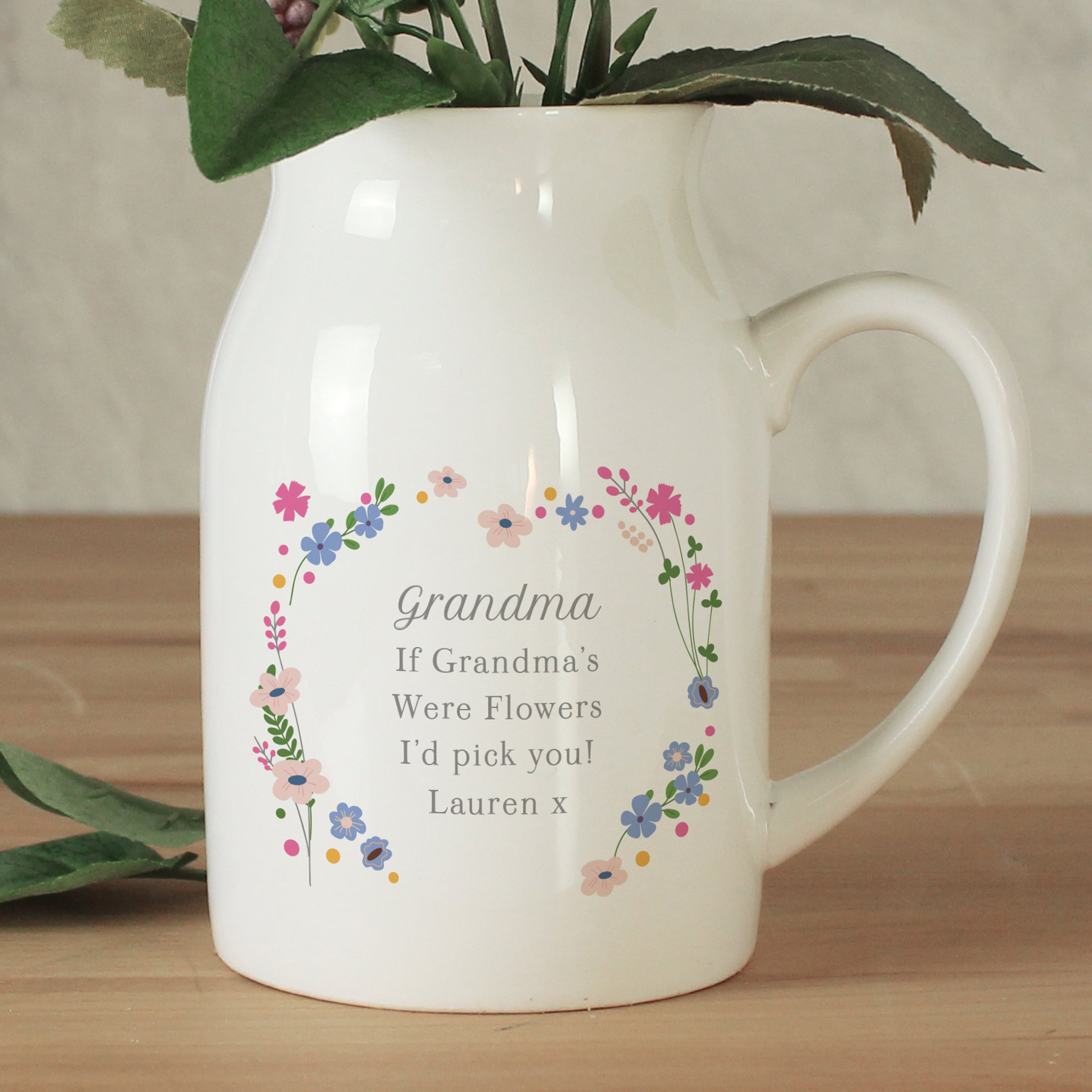 Personalised Floral Flower Jug