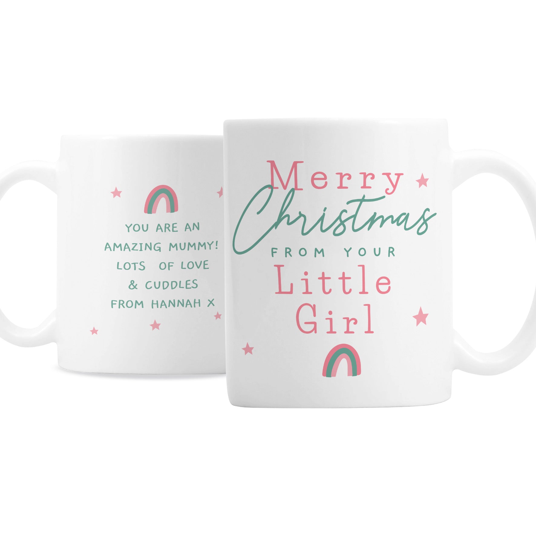 Personalised Merry Christmas From Your Little Girl Mug