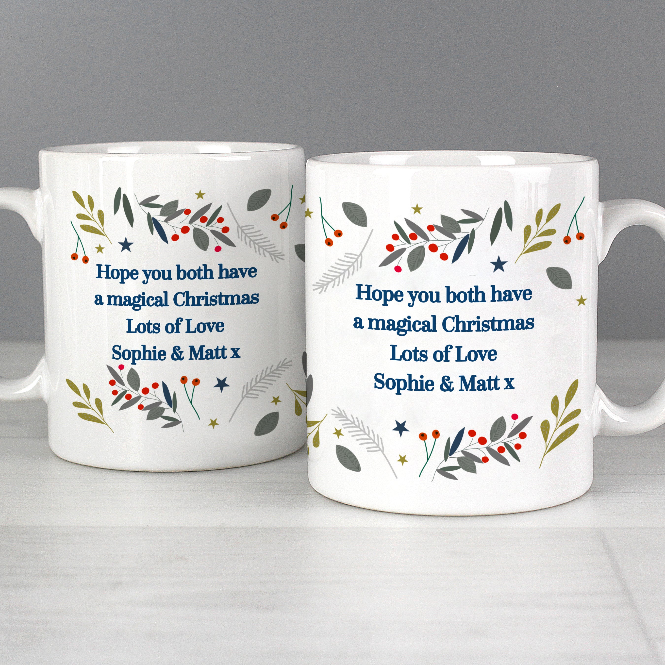 Personalised Festive Christmas Mug Set